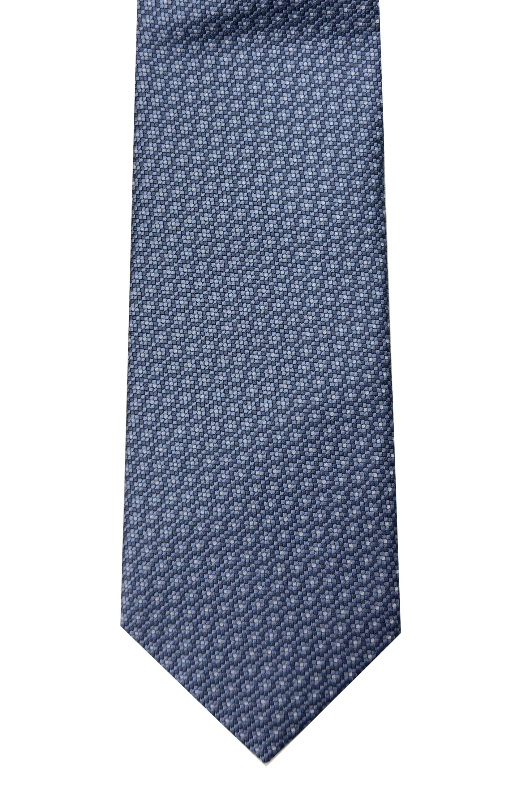 Cravatta uomo azzurra 9cm fantasia in pura seta cucita a mano