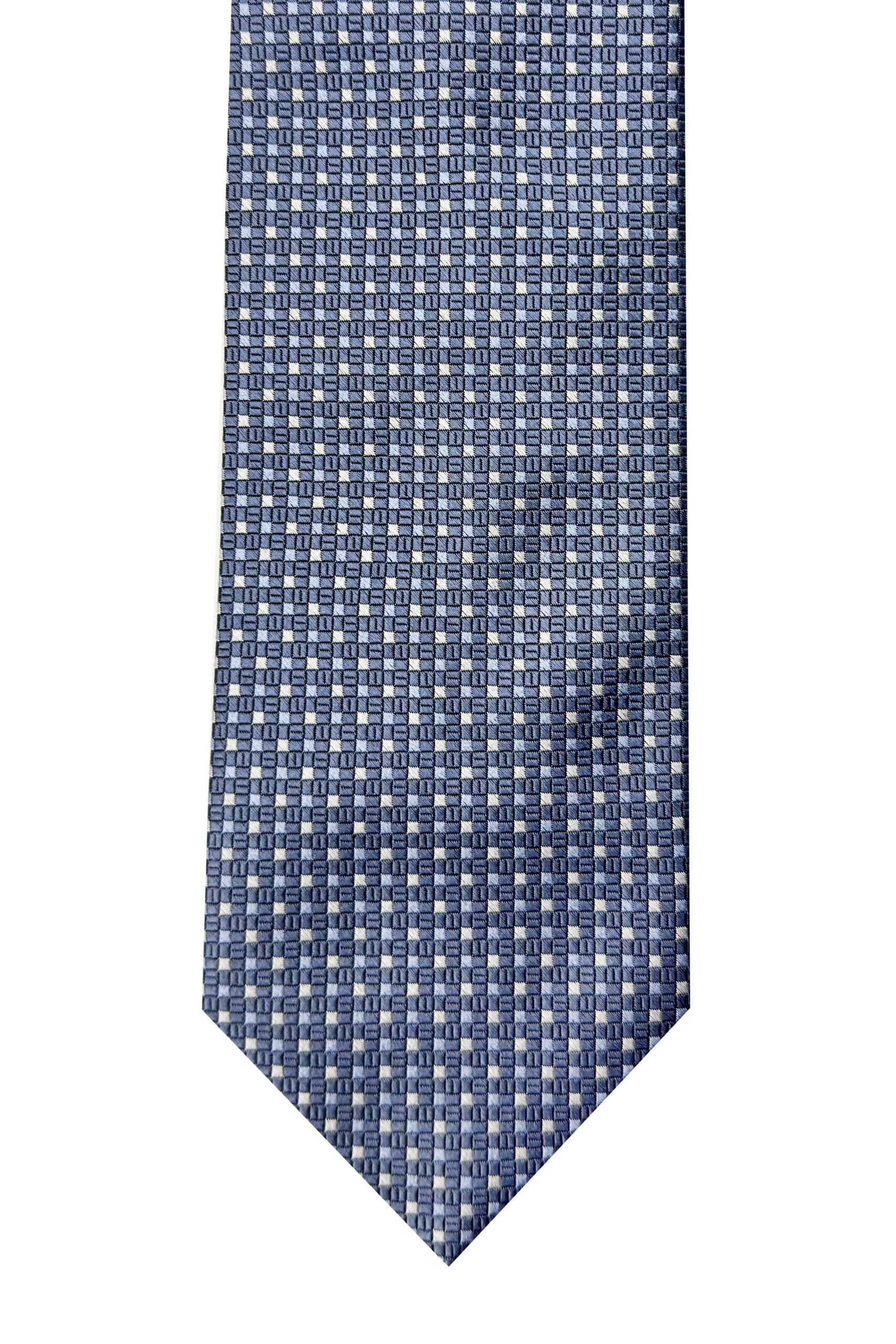 Cravatta uomo azzurra 9cm fantasia in pura seta cucita a mano