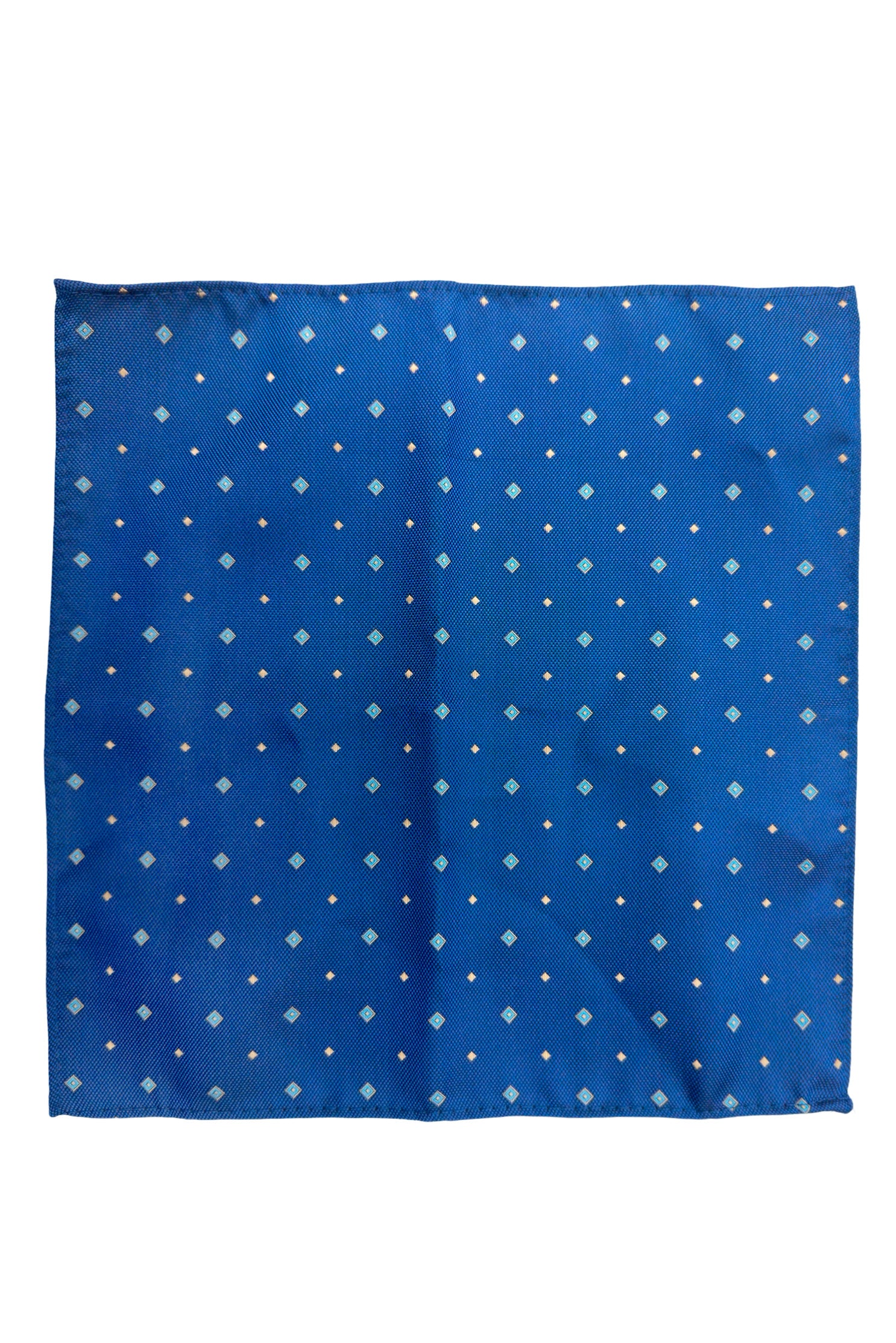 Pochette uomo blu fantasia rombi con bordino