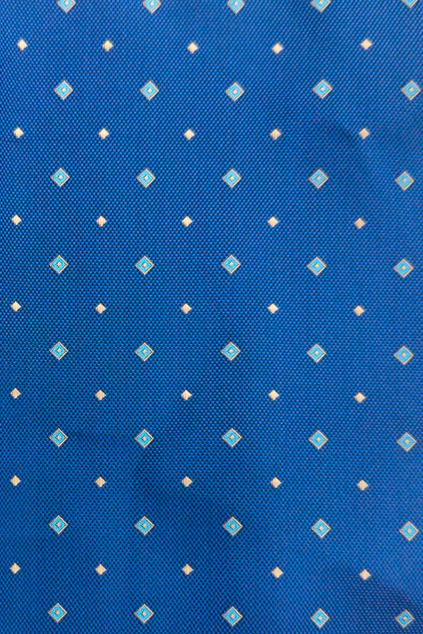 Pochette uomo blu fantasia rombi con bordino
