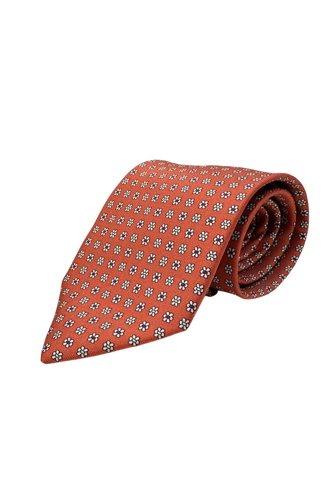 Cravatta uomo Arancio 9cm fantasia in pura seta cucita a mano-