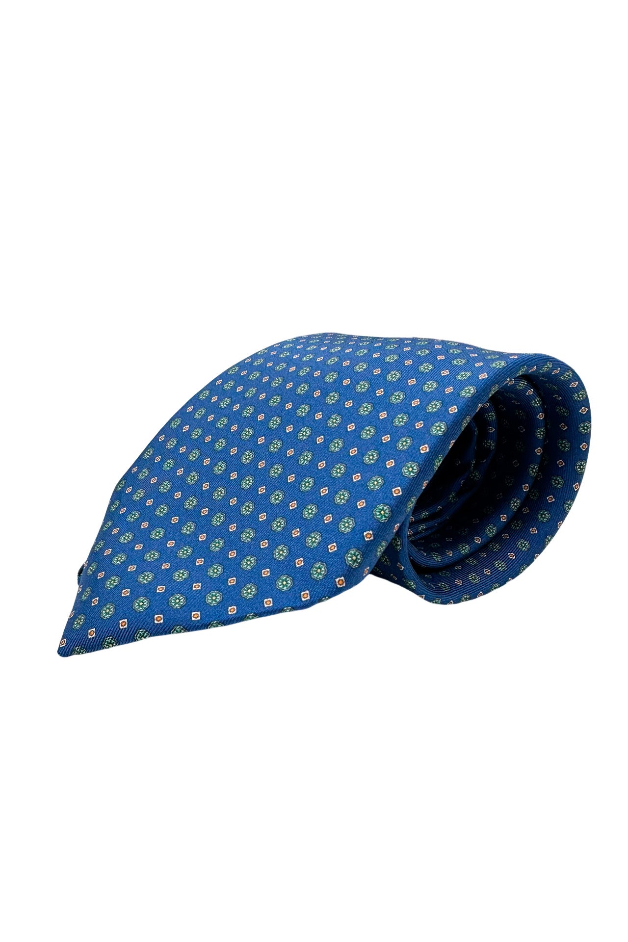 Cravatta uomo blu 9cm fantasia in pura seta cucita a mano..