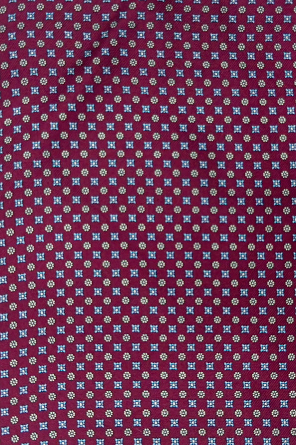 Pochette uomo Bordeaux fantasia in seta con bordino in tinta