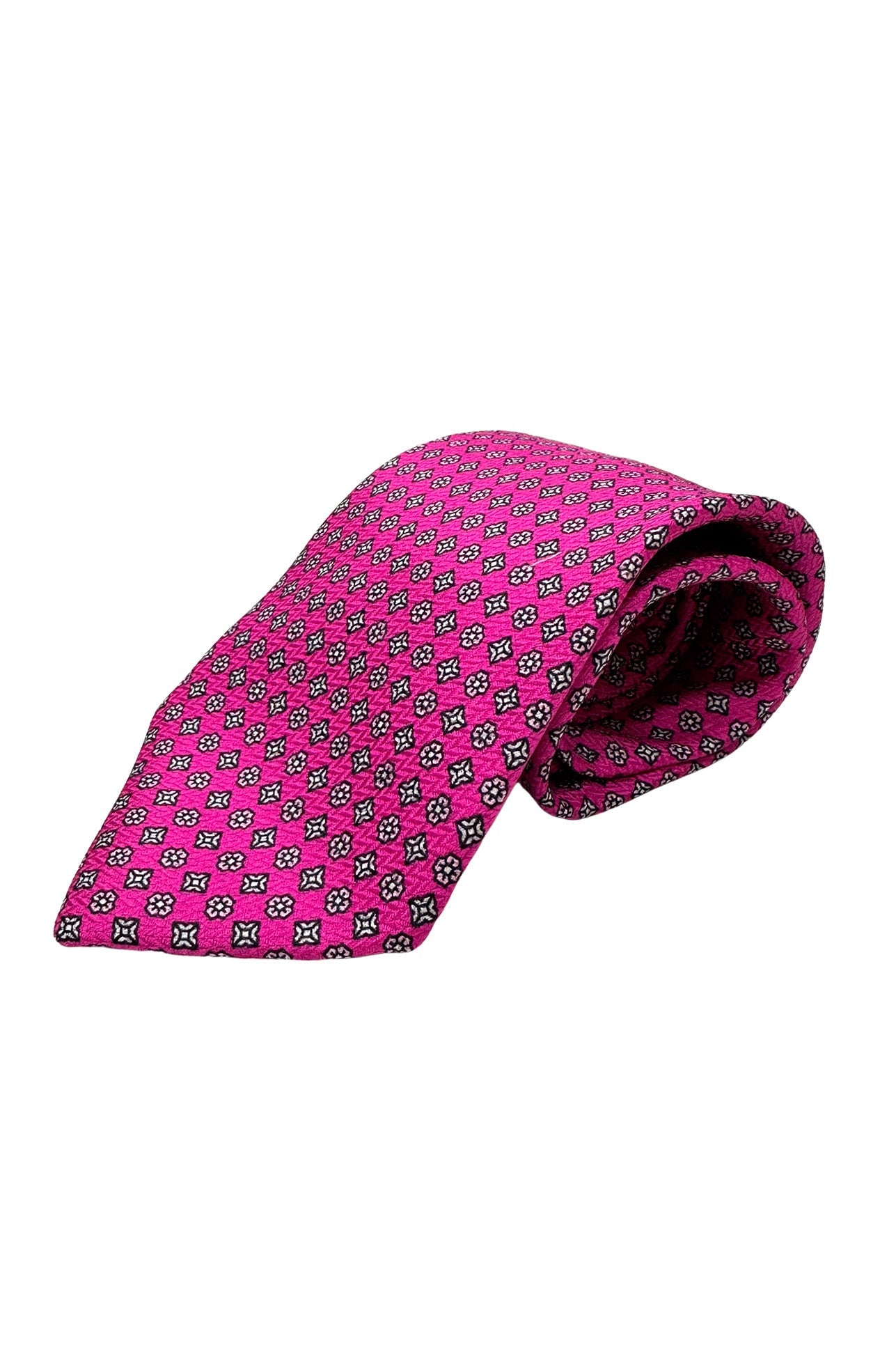 Cravatta uomo viola 9cm fantasia in pura seta cucita a mano 3 pieghe