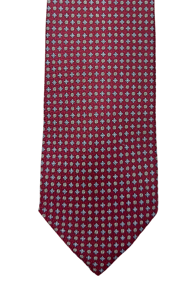 Cravatta uomo Bordeaux 9 cm tinta unita in pura seta cucita a mano