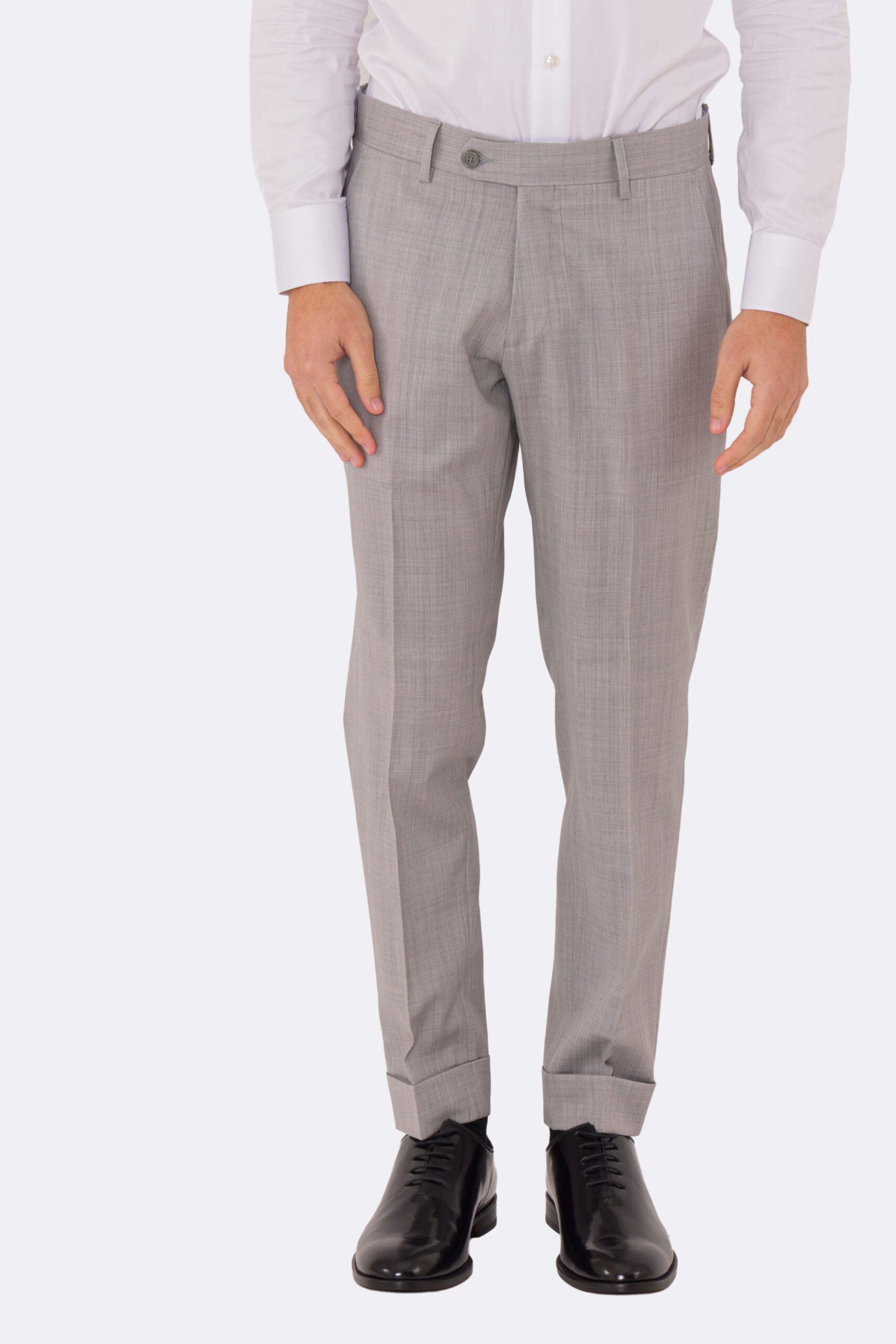 Abito uomo Doppiopetto grigio chiaro fresco lana super 110's Tessuti in esclusiva Sartoria Carillo completamente sfoderato con Rever a lancia e tasche a filetto