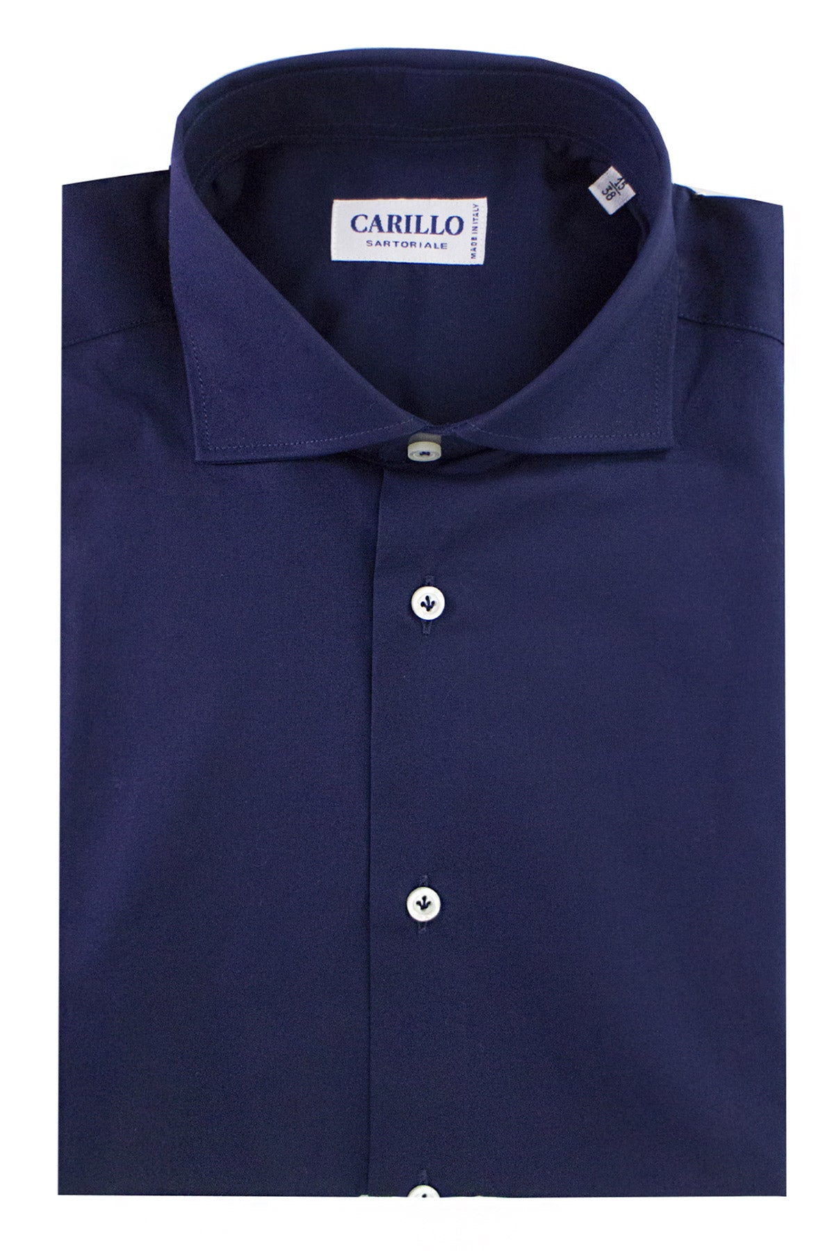 Camicia Blu Uomo in Cotone elasticizzato con collo semi francese a tinta unita