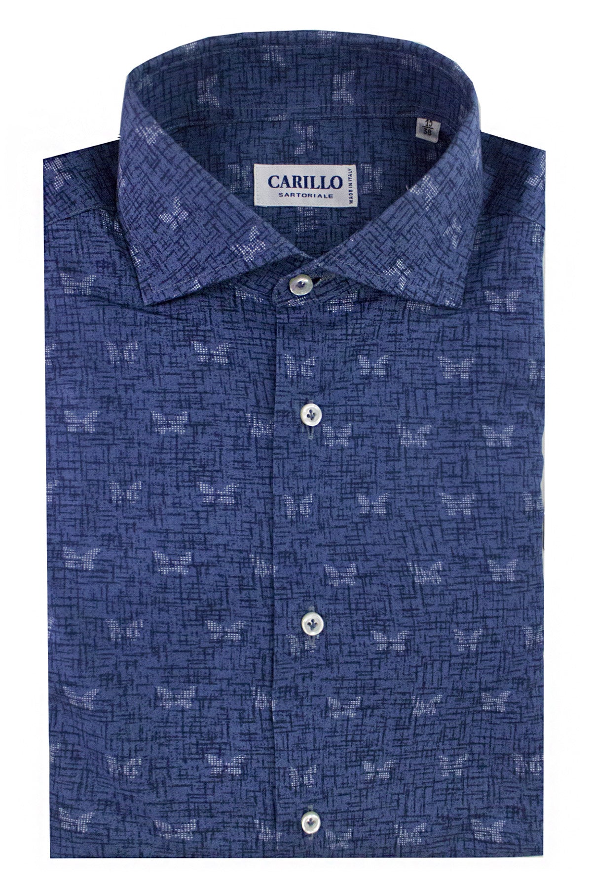 Camicia Uomo in cotone Fantasia denim con farfalla