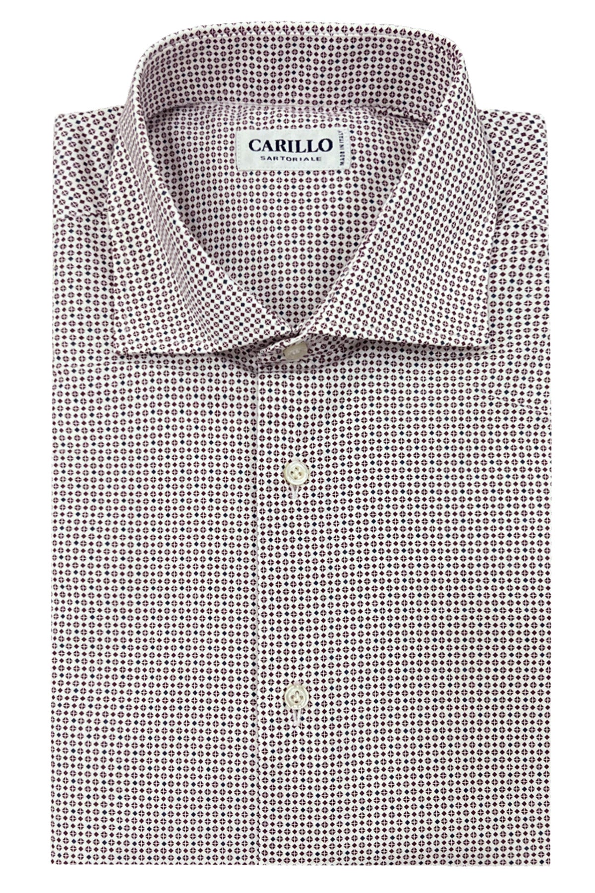 Camicia uomo Slim cotone elasticizzato fantasia bordeaux