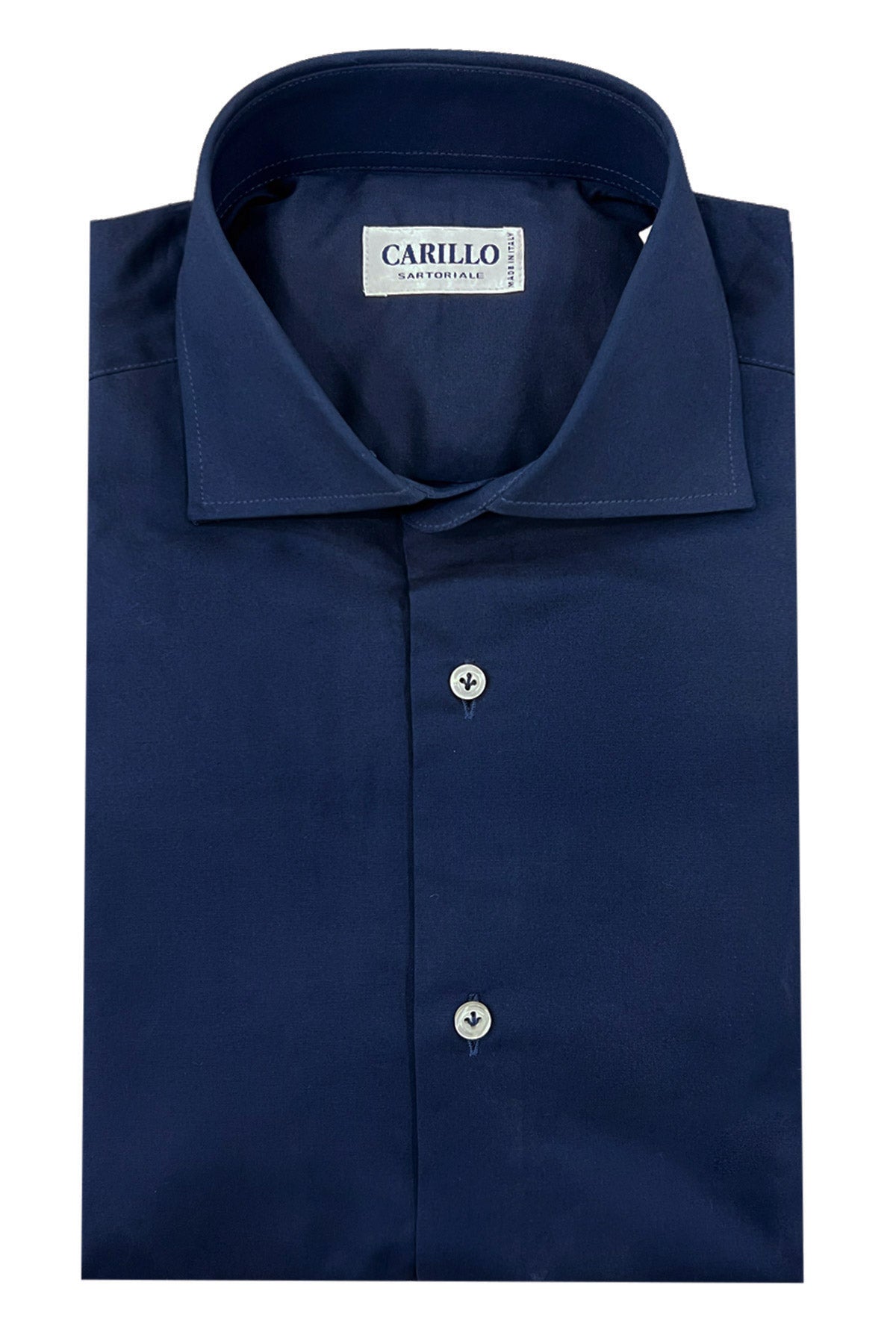 Camicia uomo slim fit collo francese in cotone elastico blu