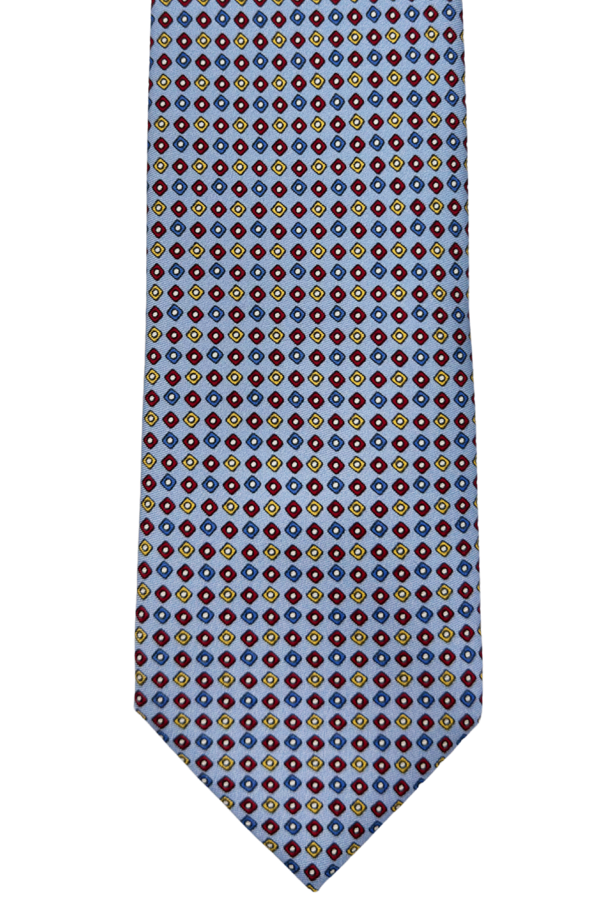 Men's light blue pure silk handmade patterned tie 9cm