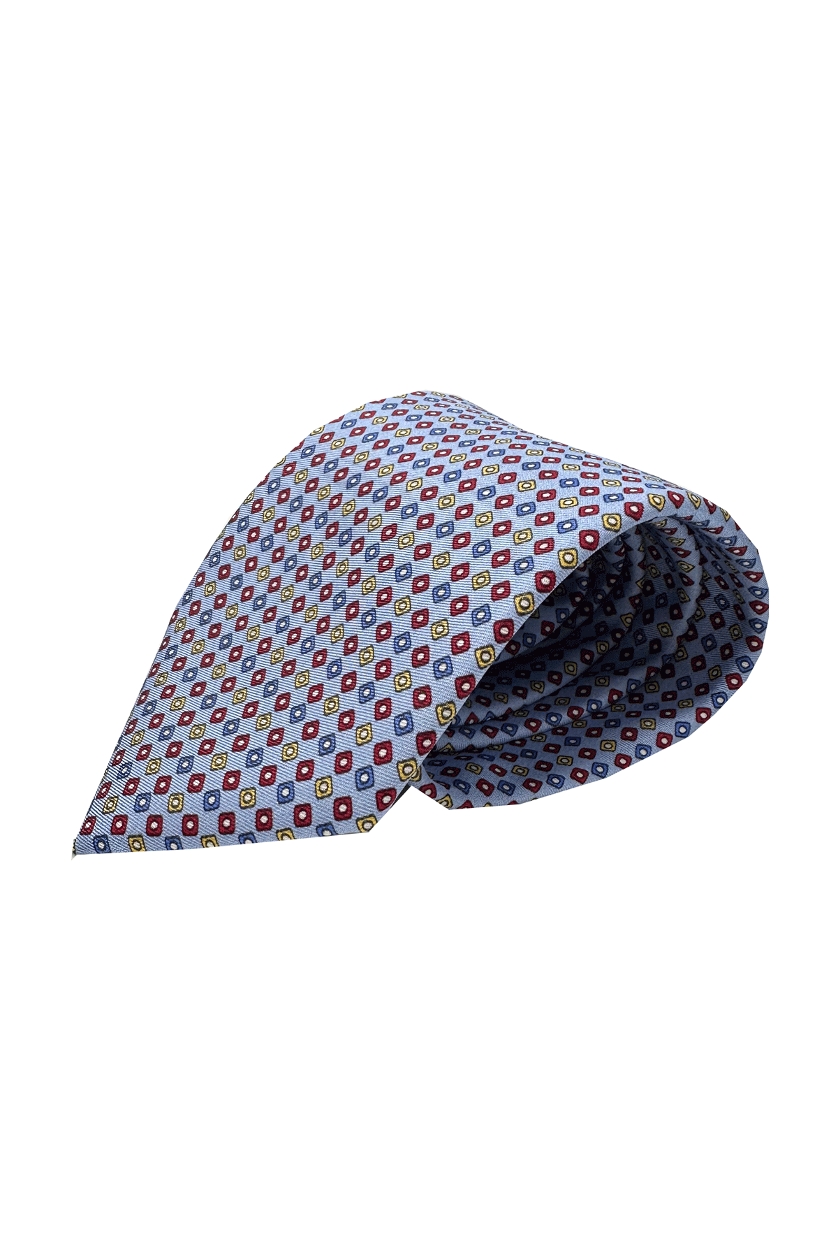 Men's light blue pure silk handmade patterned tie 9cm