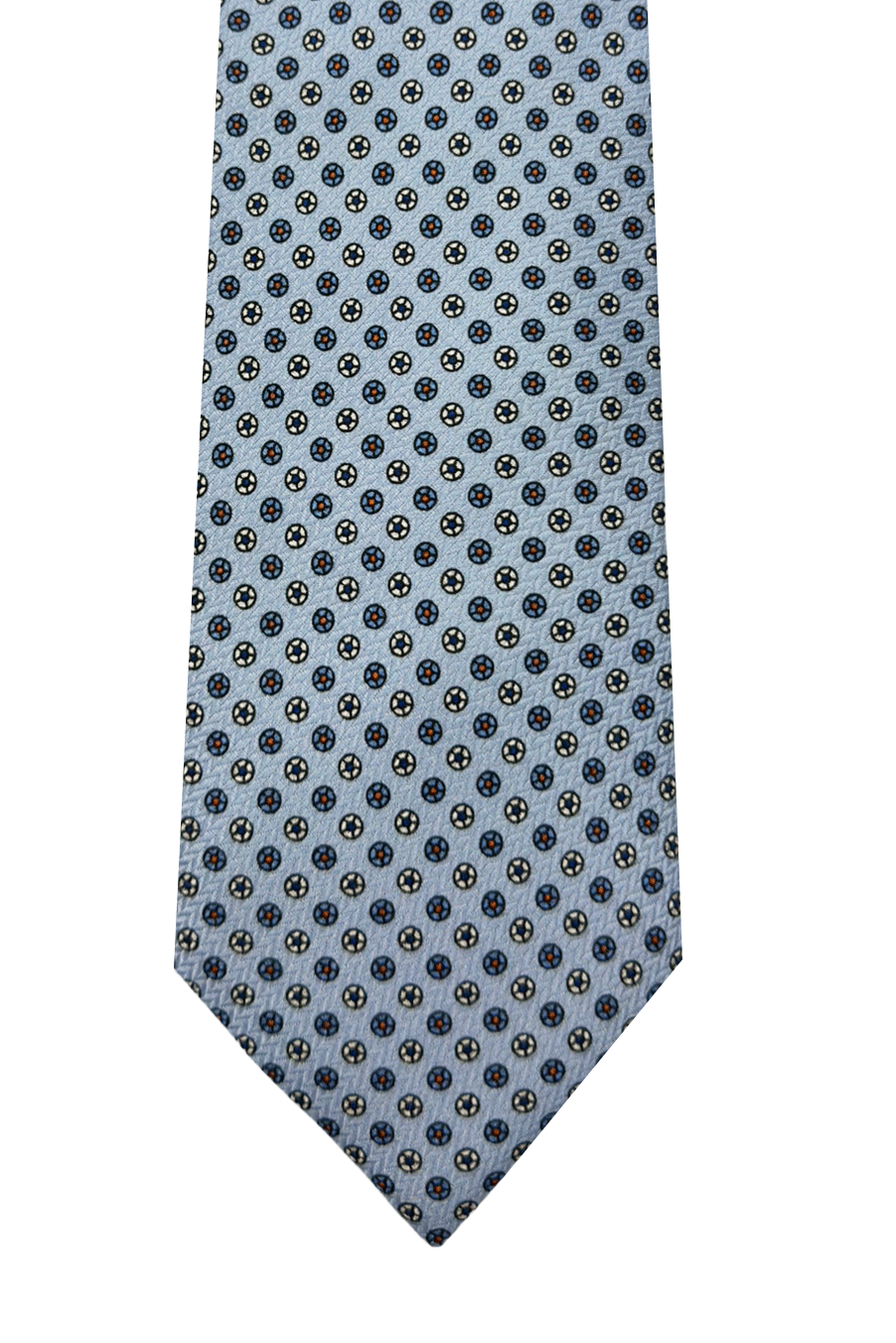 Men's light blue pure silk handmade patterned tie 9cm