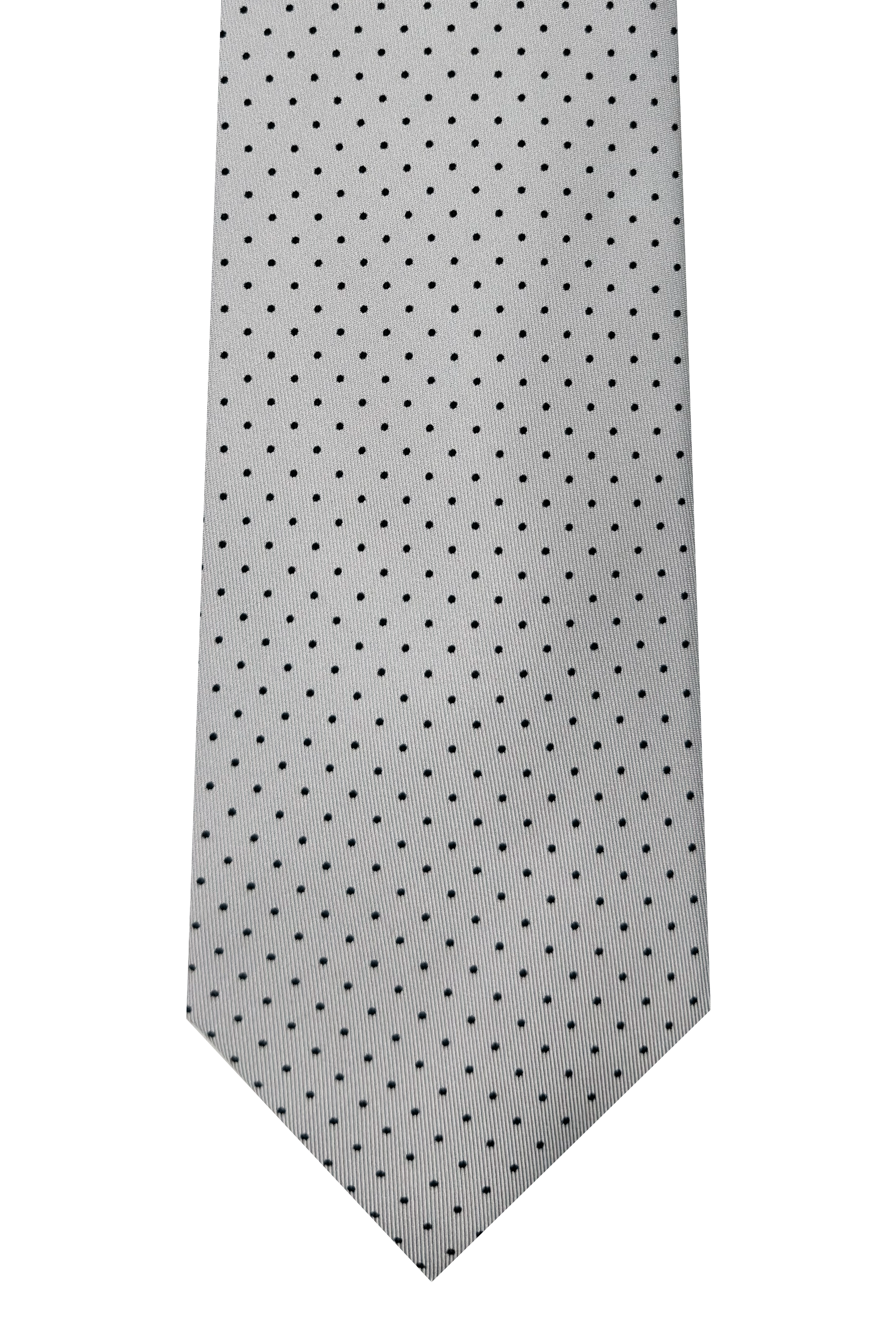 Men's Grey Patterned Pure Silk Tie, Hand Sewn, 3-Fold Construction, 9cm Width