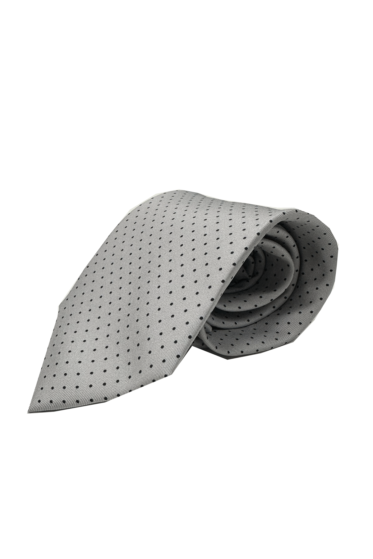 Men's Grey Patterned Pure Silk Tie, Hand Sewn, 3-Fold Construction, 9cm Width