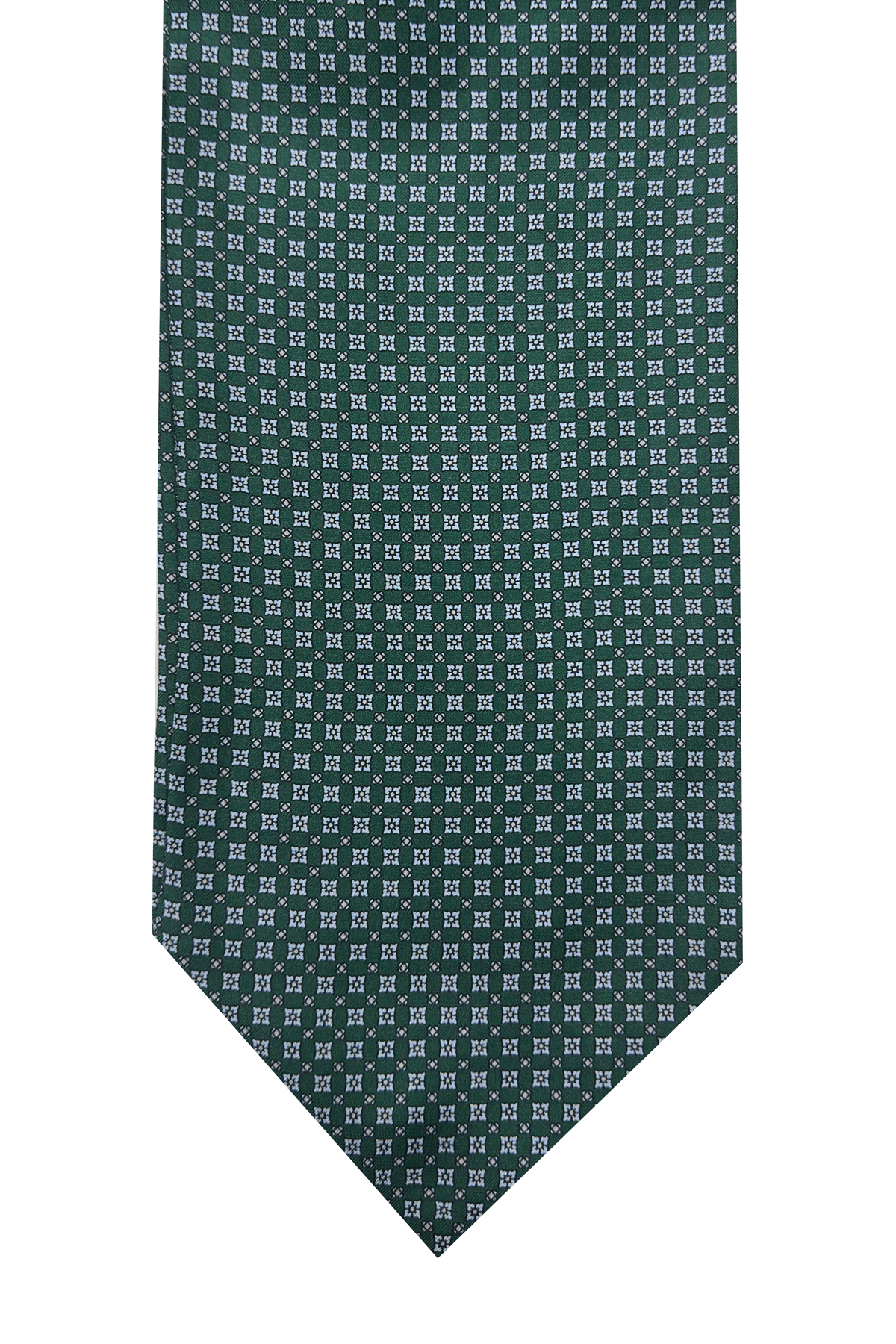 Men's green patterned pure silk handmade ascot