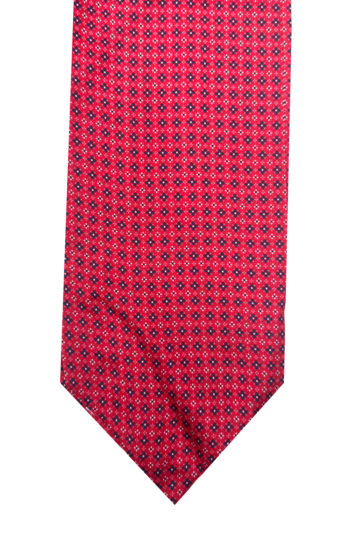Men's red patterned pure silk handmade ascot