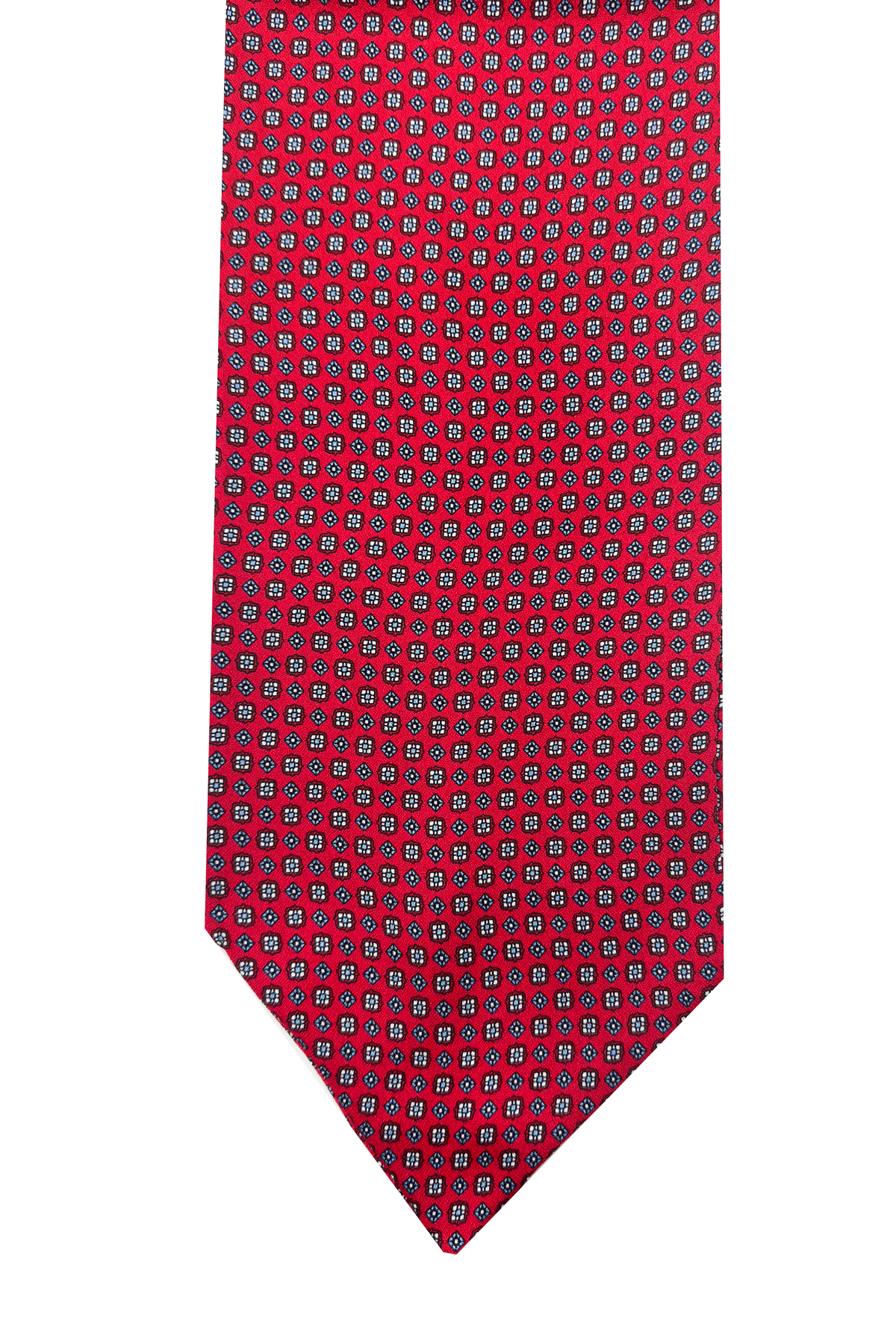 Men's red patterned pure silk handmade ascot