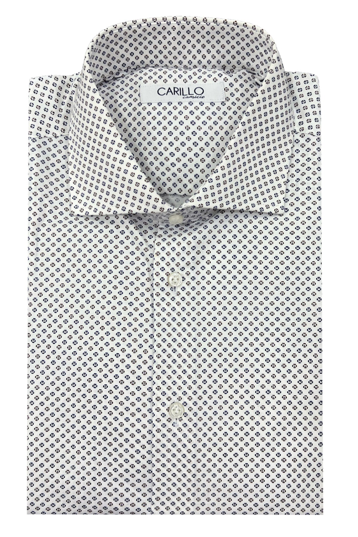 Camicia Uomo Fantasia Micro Blu Fango  Slim Fit Elasticizzata