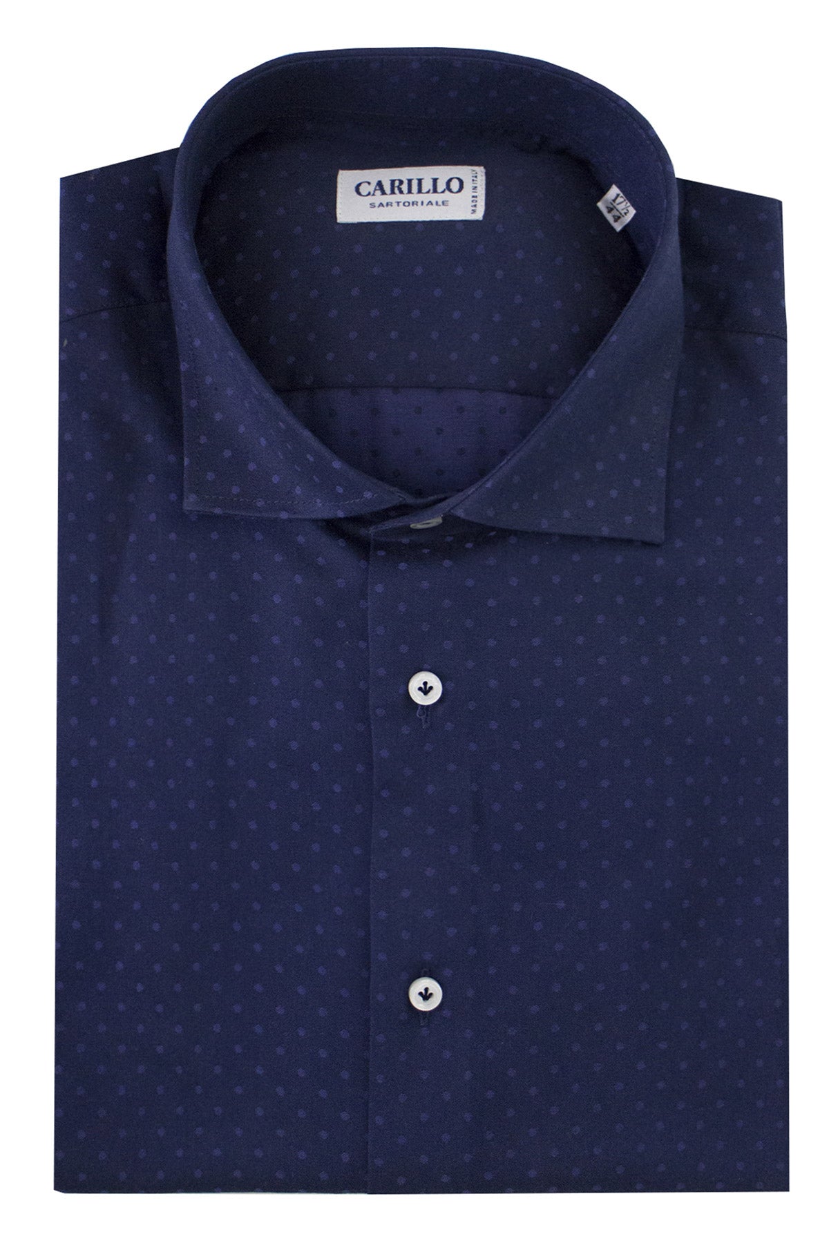 CAMICIA UOMO REGULAR FIT CON COLLO FRANCESE FANTASIA POIS BLUETTE FONDO BLU