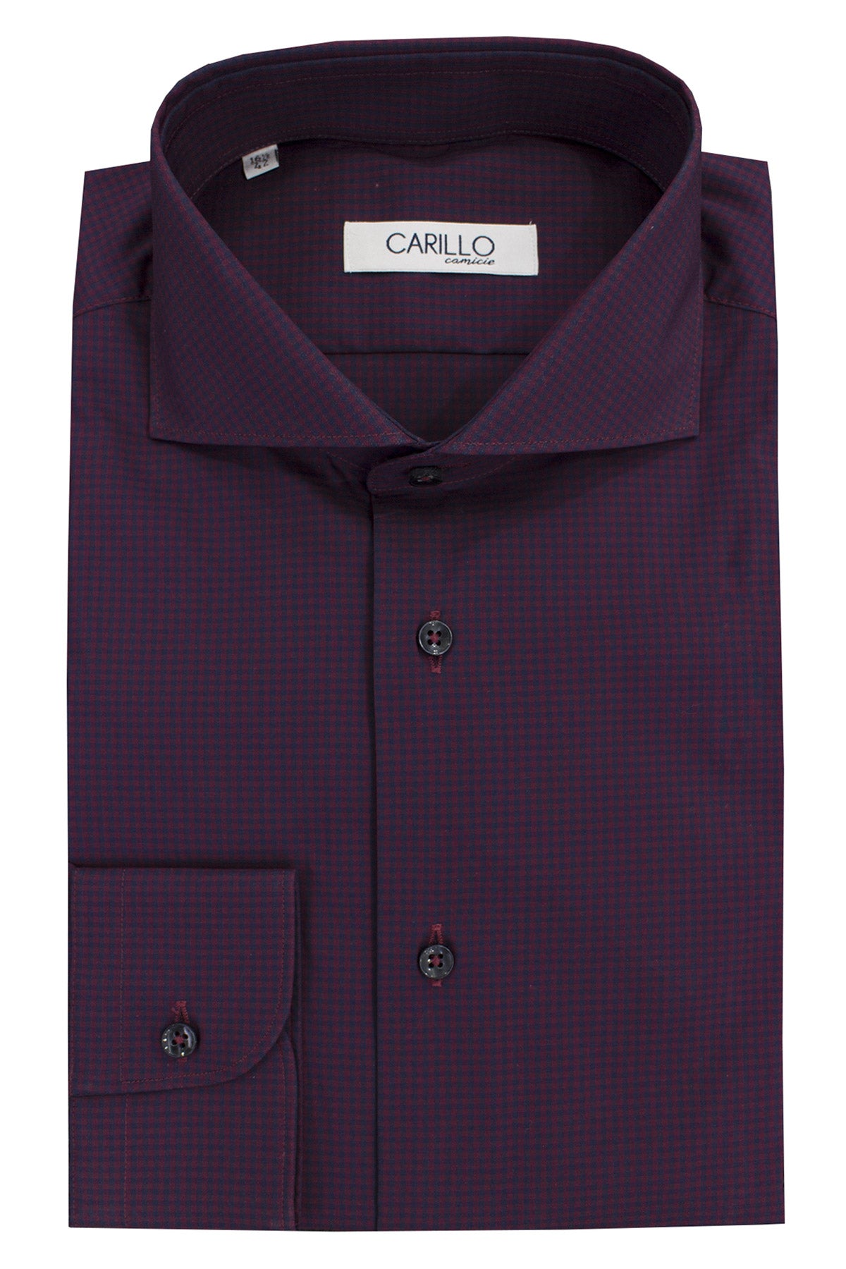 Camicia da uomo in cotone fantasia quadri collo francese extra slim