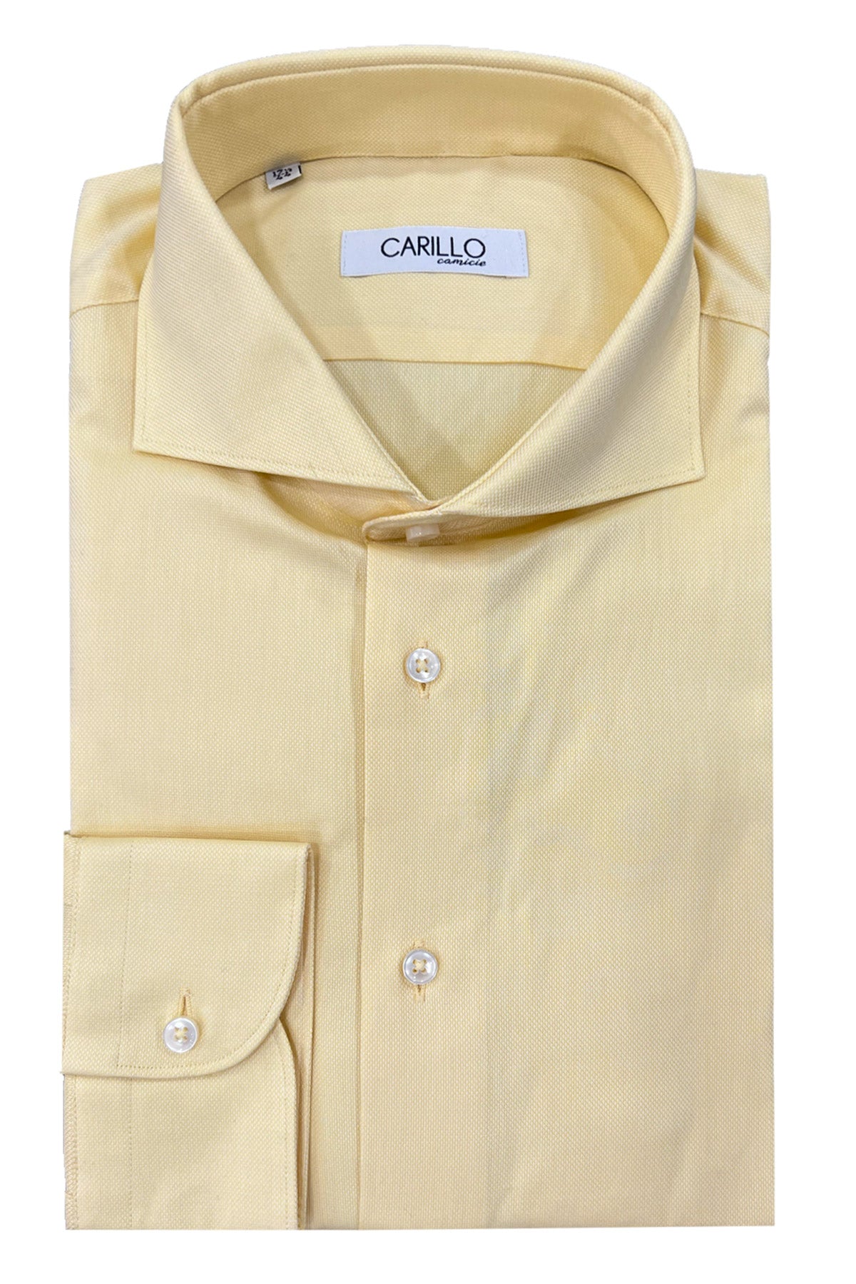 Camicia uomo slim 100% cotone collo francese nido d'ape giallo