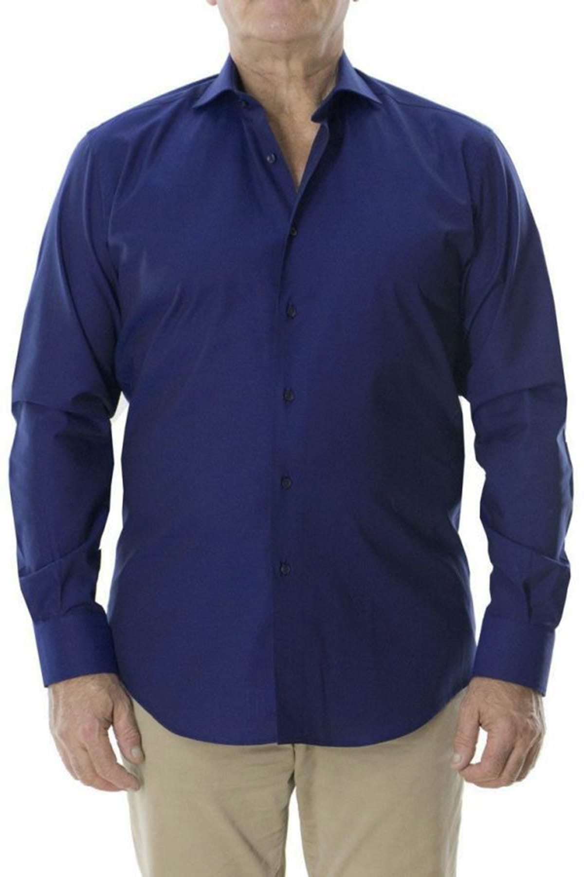 Camicia uomo regular collo francese  cotone fisso 100% blu
