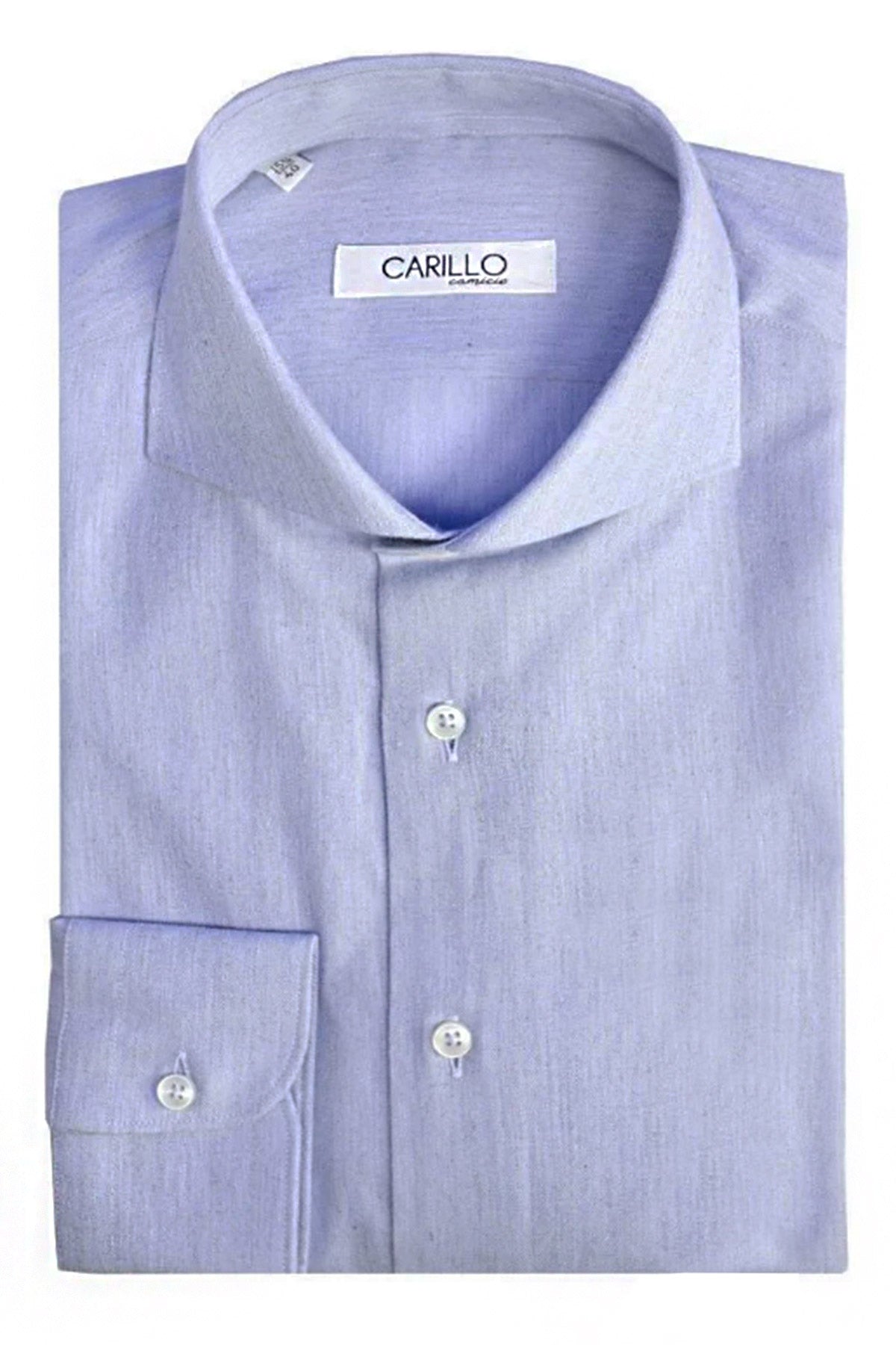 Camicia uomo slim cotone 100%  tinta Unita celeste effetto flanella.