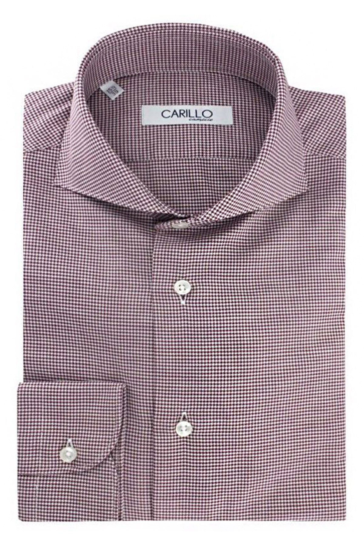 Camicia uomo regular cotone  fantasia pied de puole bordeaux