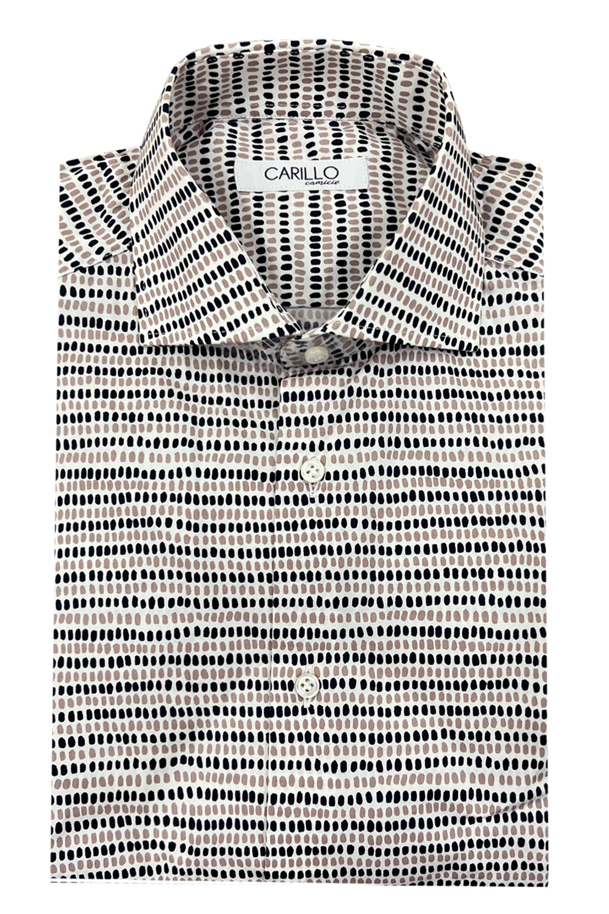 Camicia uomo slim in cotone elastico fantasia macchie nere e fango