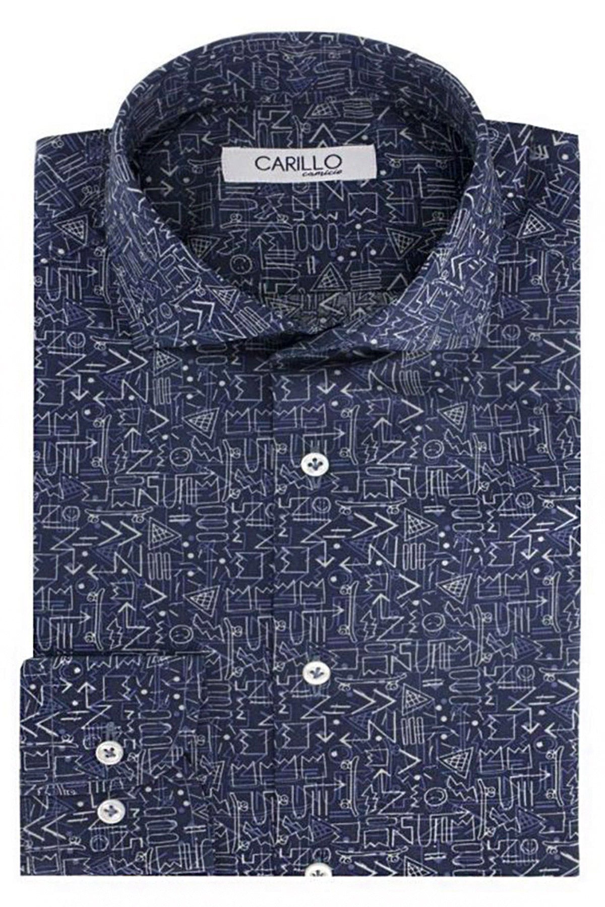 Camicia Uomo Elasticizzata Regular Fit effetto denim Fantasia