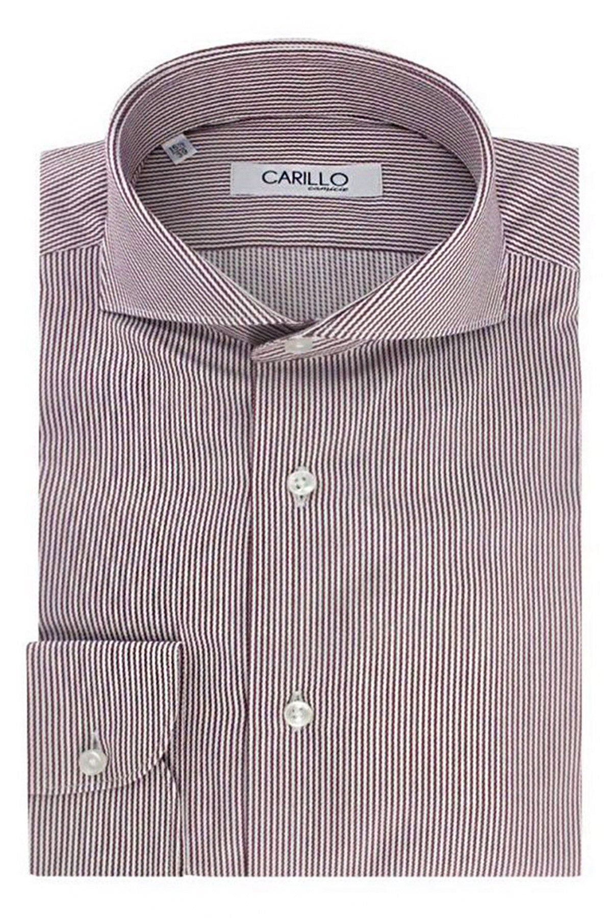 Camicia uomo collo francese fantasia microriga zig zag bordeaux