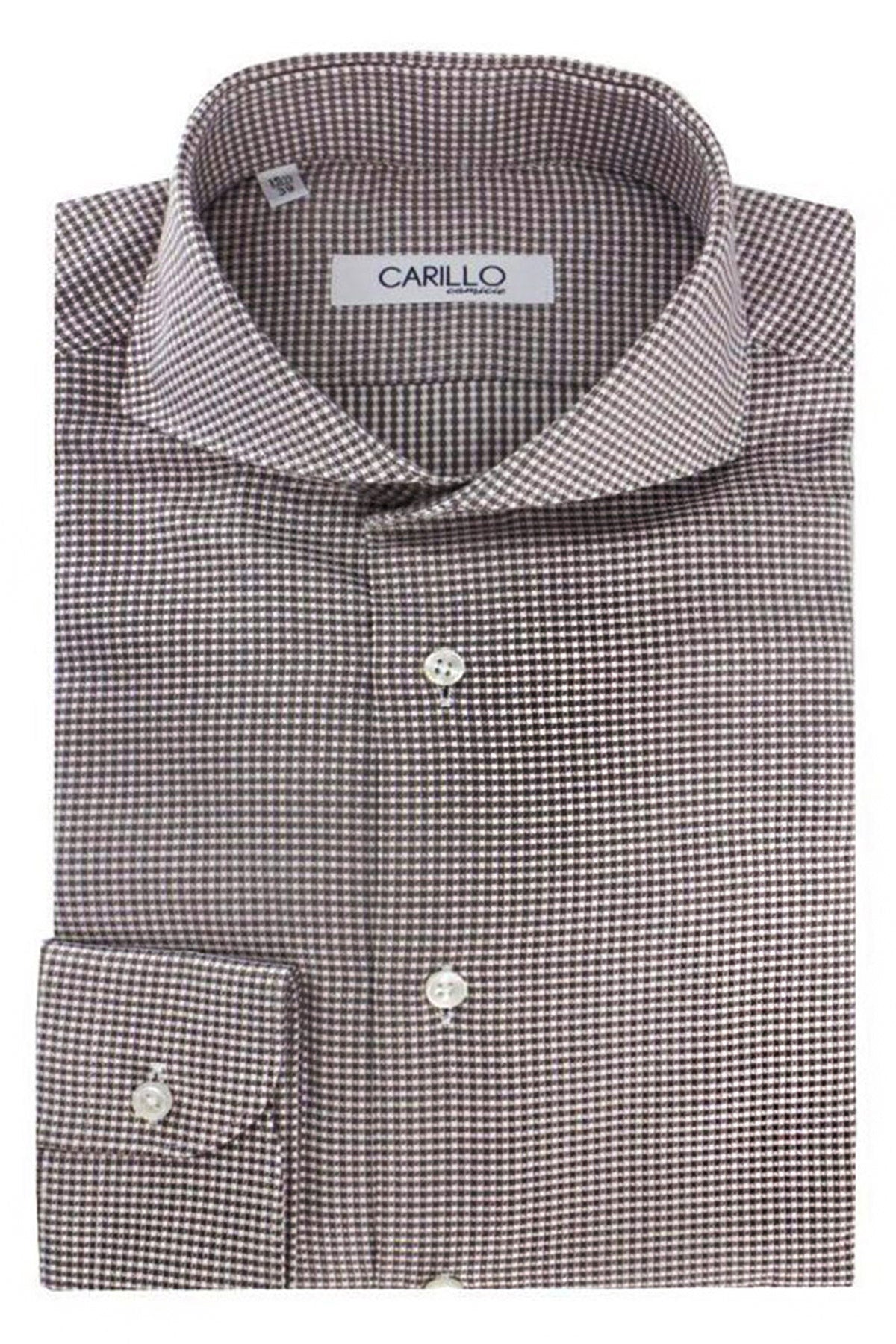 Camicia uomo regular 100% cotone collo francese fantasia microquadro