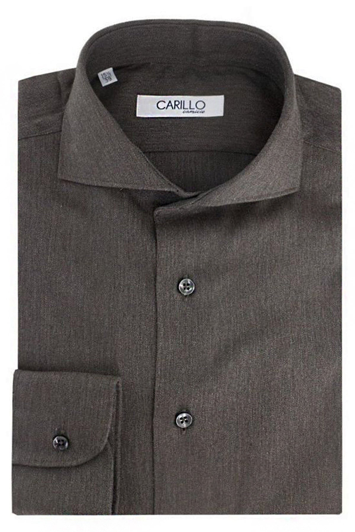 Camicia uomo regular cotone flanella tinta unita marrone