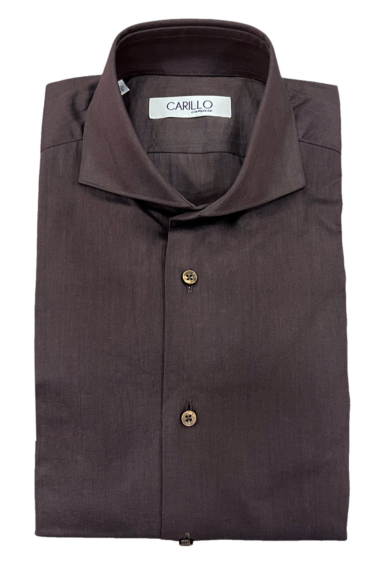 Camicia uomo slim marrone lucido e bottoni marroni