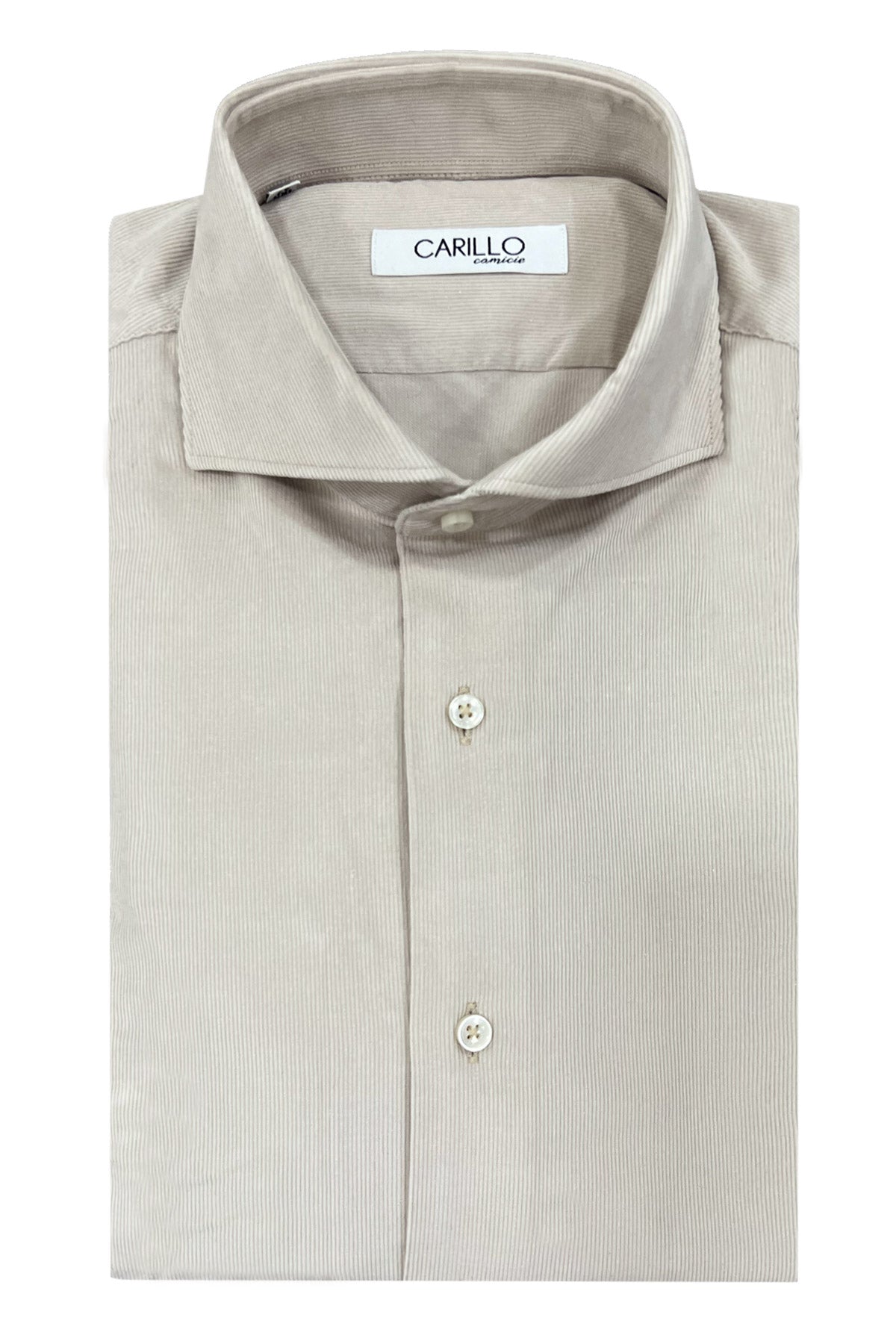 Camicia uomo slim in velluto a costine strette beige
