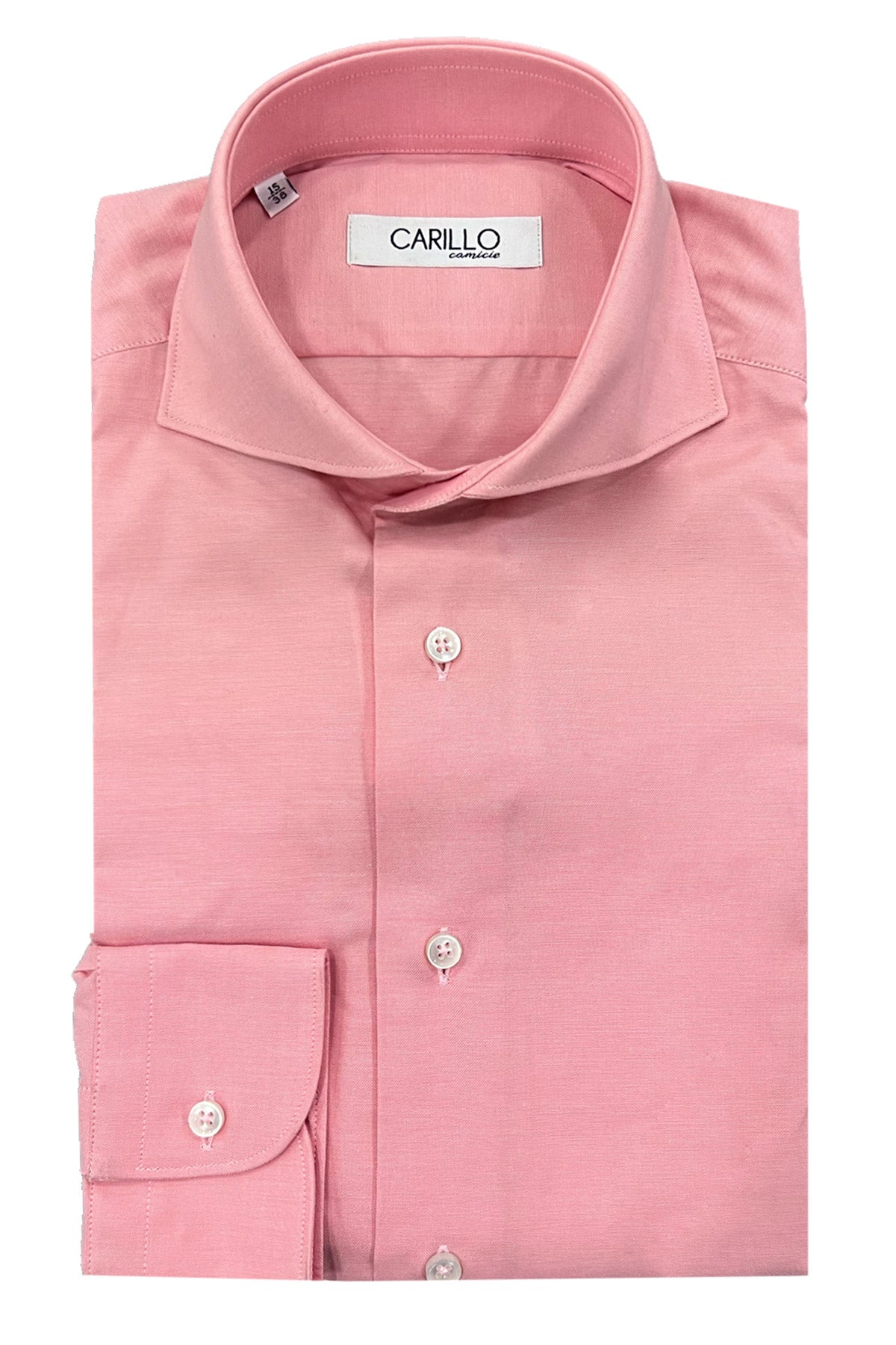 Camicia uomo slim tinta unita salmone bottoni bianchi effetto perlato