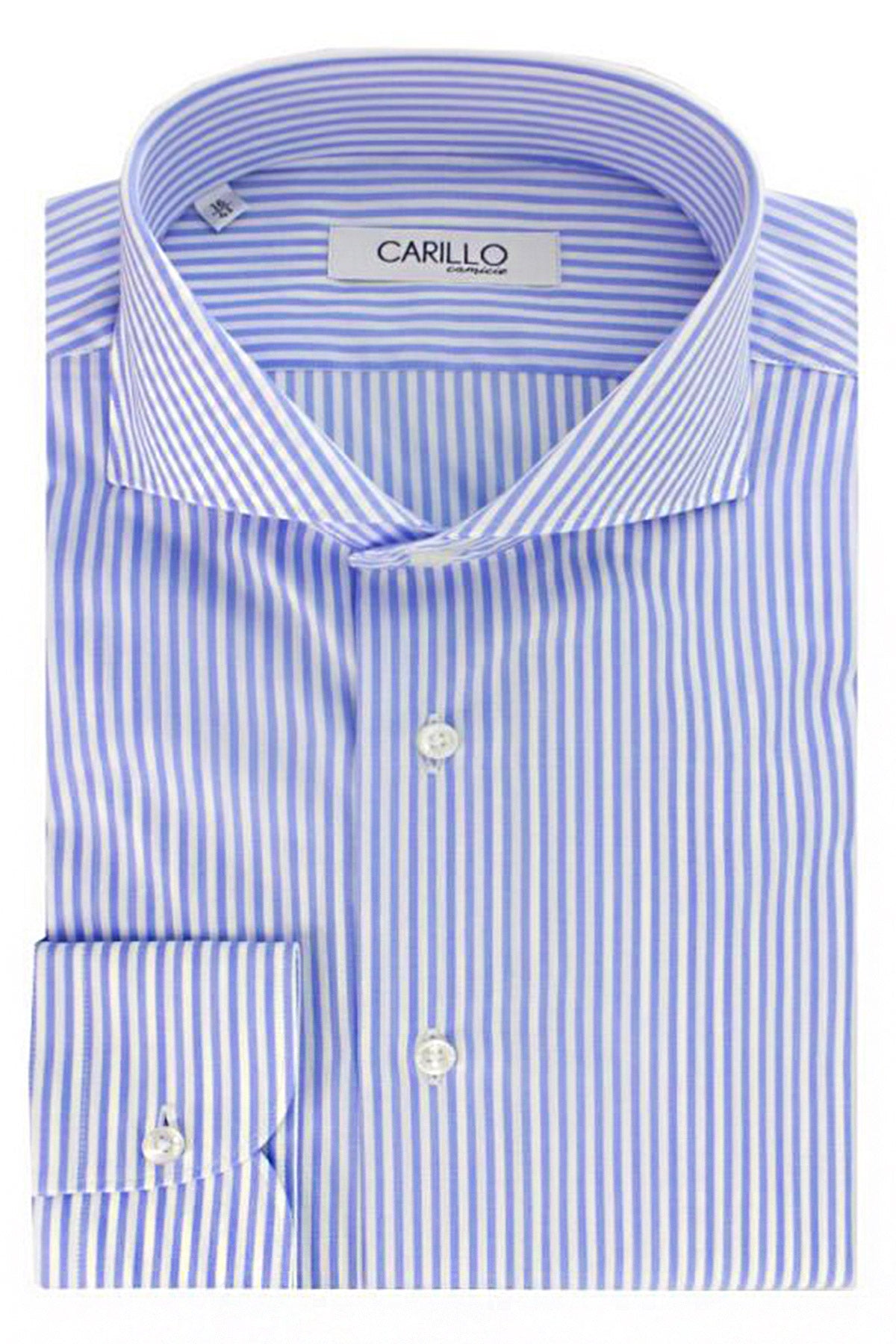 Camicia Uomo a Righe Celesti in cotone collo francese regular