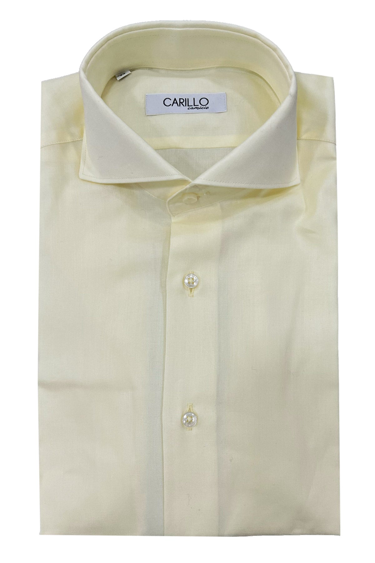 Camicia Uomo Slim nido d'ape giallino Cotone fisso Collo Francese