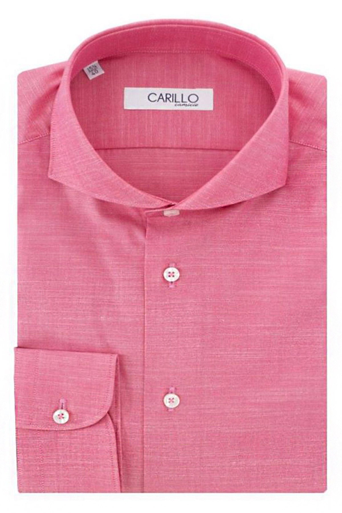 Camicia Uomo Slim color fragola Cotone fisso Collo Francese