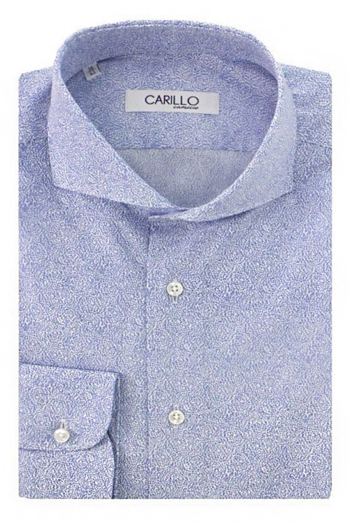 Camicia Uomo Slim fit fantasia optical celeste in cotone collo francese casual
