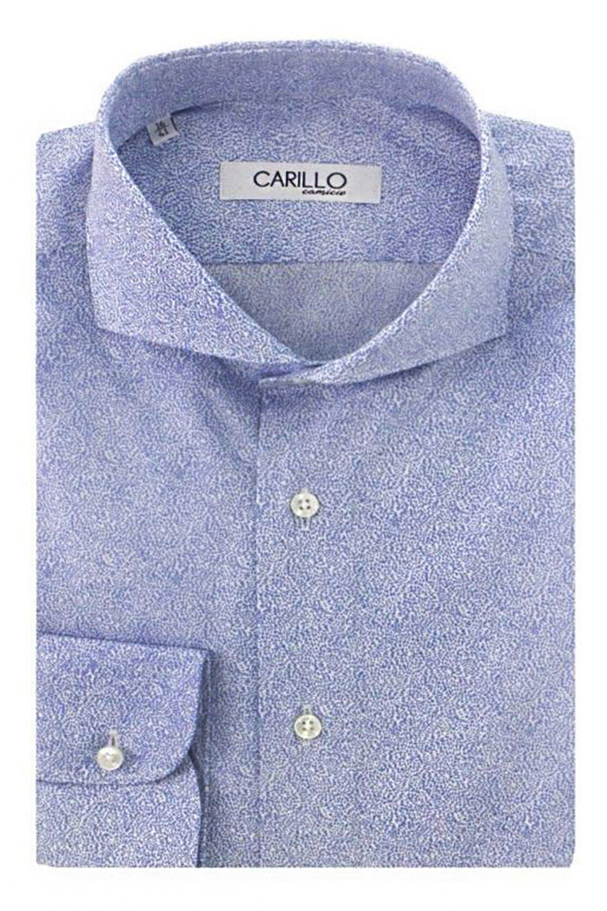 Camicia uomo Fantasia Optical celeste regular fit collo francese