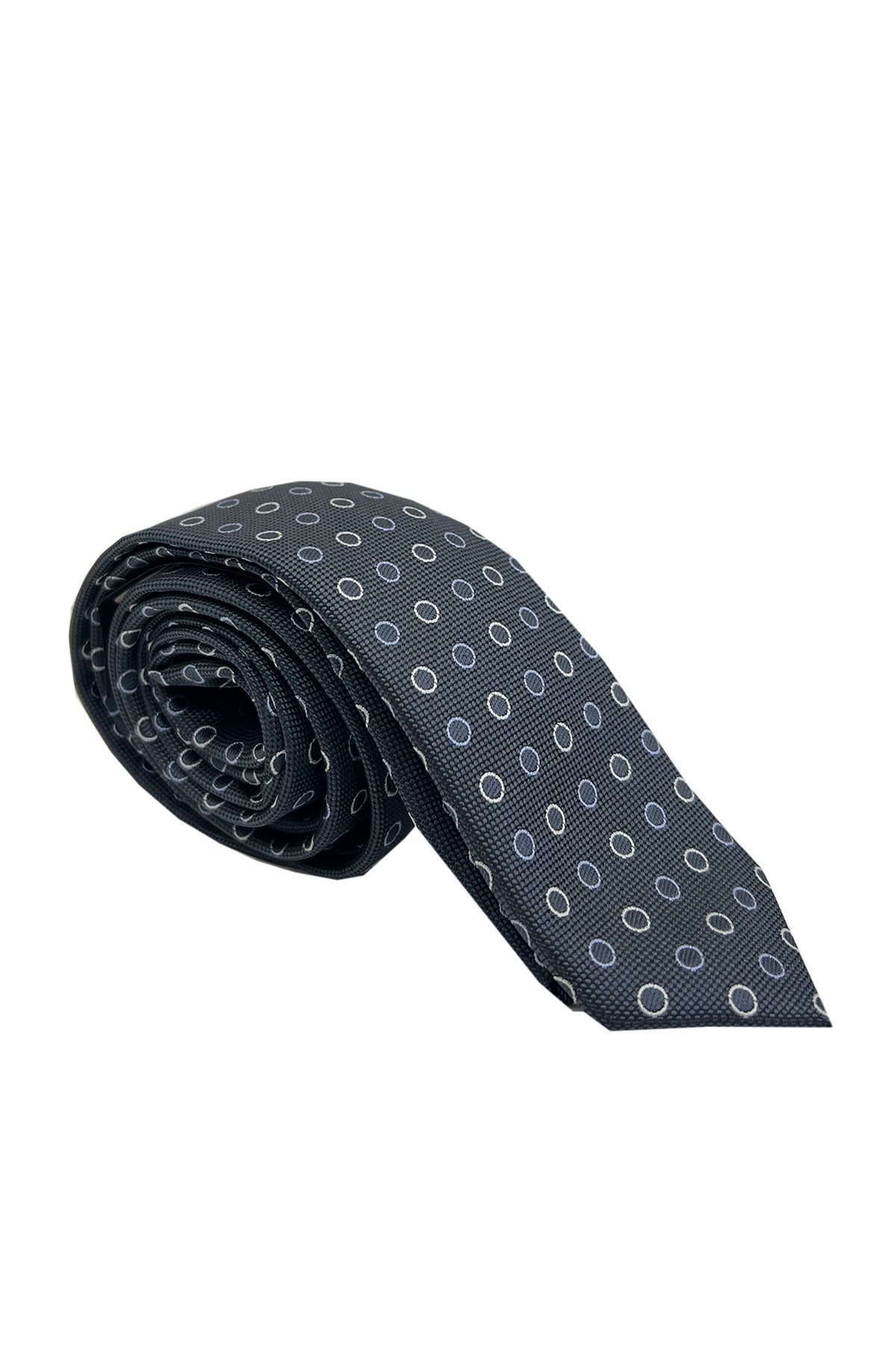 Cravatta uomo extra slim 5cm da cerimonia elegante grigia fantasia pois  casual