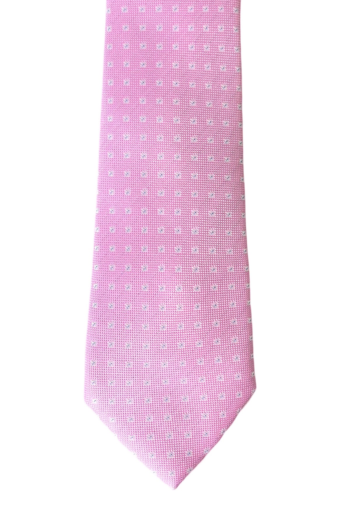 Cravatta uomo regular 8cm da cerimonia elegante rosa fantasia quadretti bianchi casual