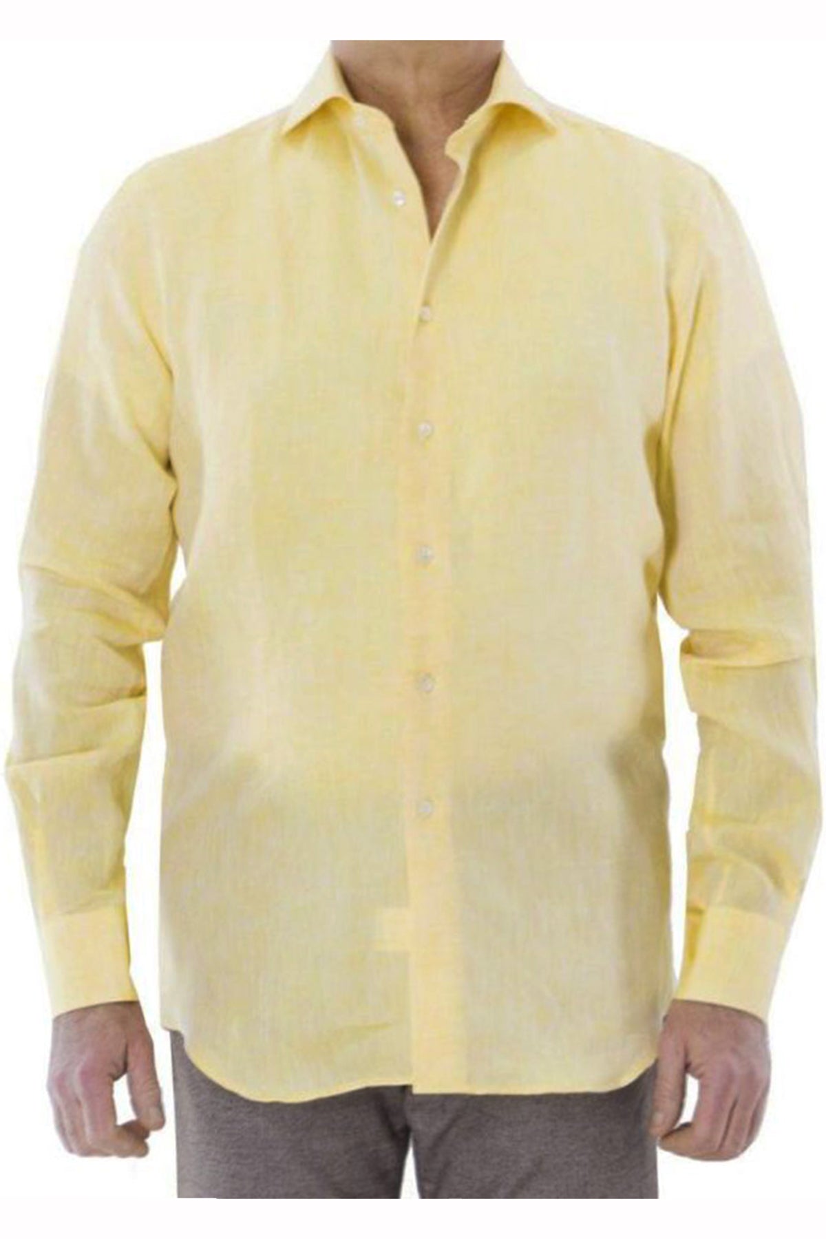 Camicia Lino Uomo Casual Regular Fit collo Francese classico