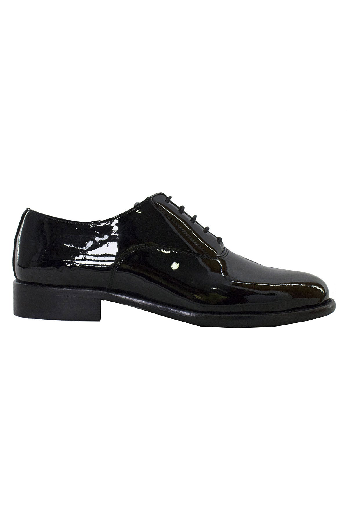 Scarpe uomo nere in vernice stringate da cerimonia in pelle suola in cuoio