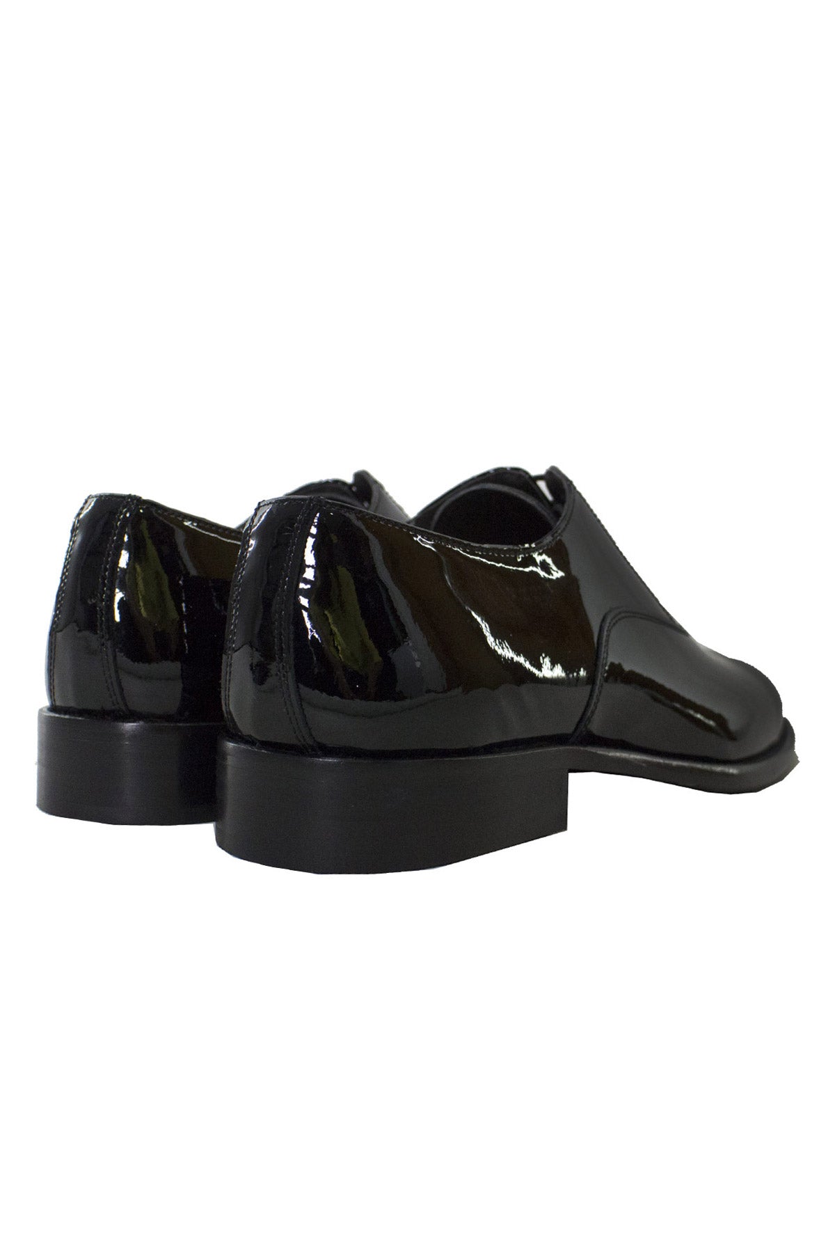 Scarpe uomo nere in vernice stringate da cerimonia in pelle suola in cuoio