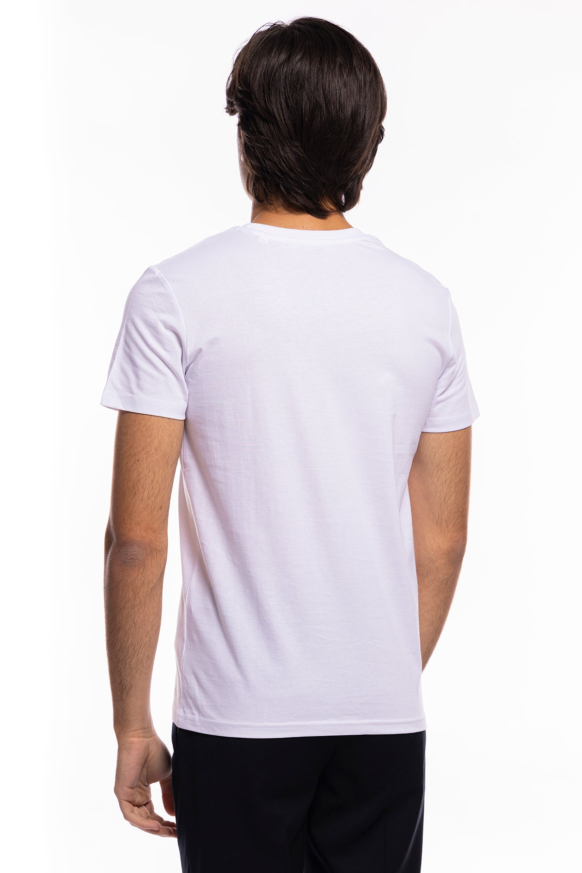 T-shirt uomo bianca in cotone organico tinta unita regular fit elasticizzata girocollo