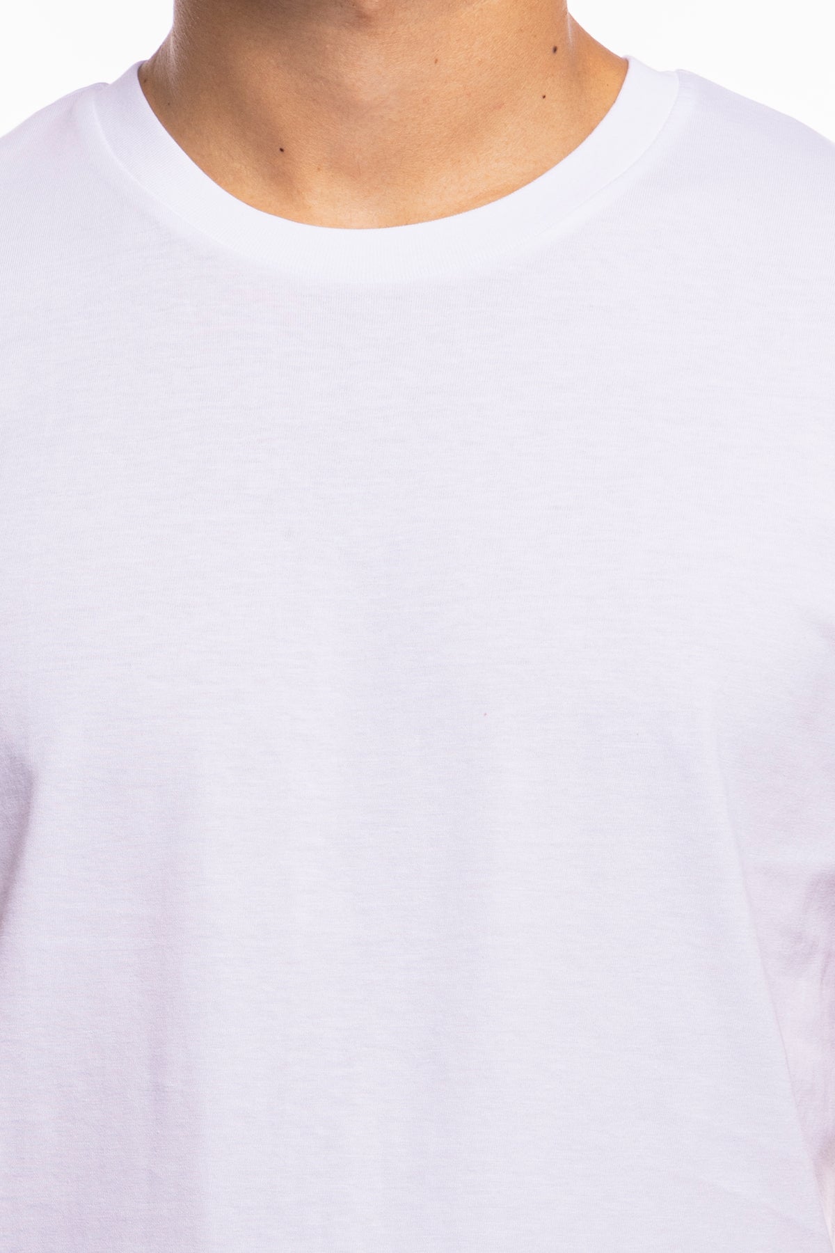 T-shirt uomo bianca in cotone organico tinta unita regular fit elasticizzata girocollo