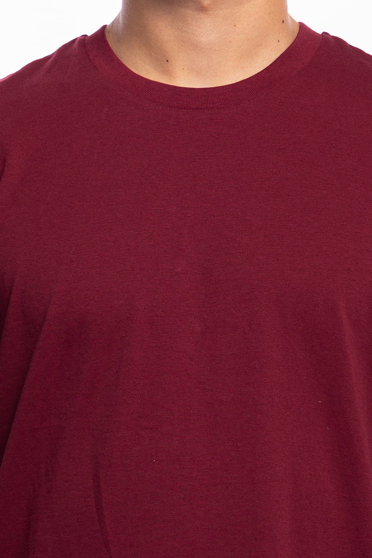 T-shirt da uomo bordeaux in cotone organico tinta unita regular fit elasticizzata girocollo